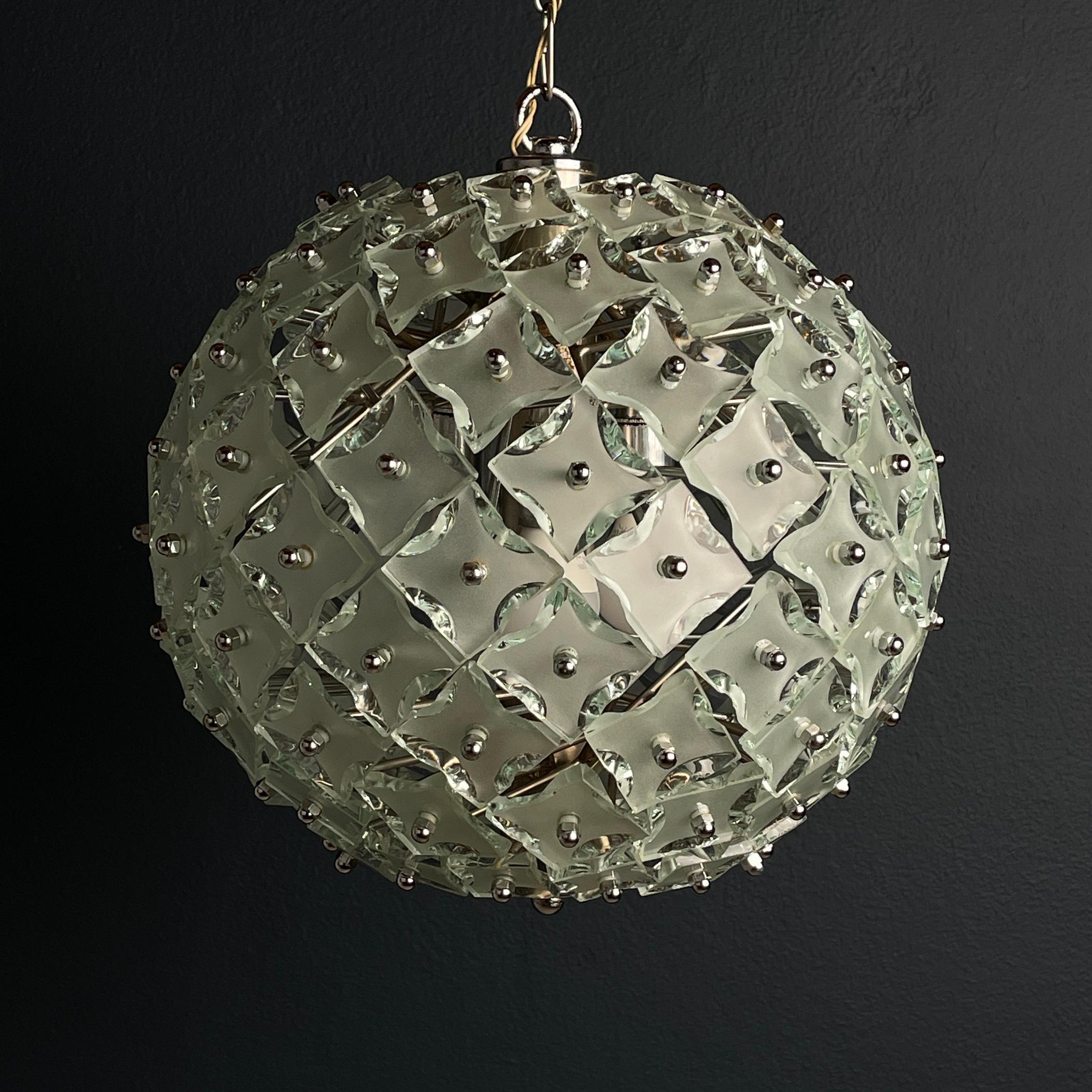Art glass pendant lamp Sputnik by Fontana Arte Italy 1960s For Sale 1
