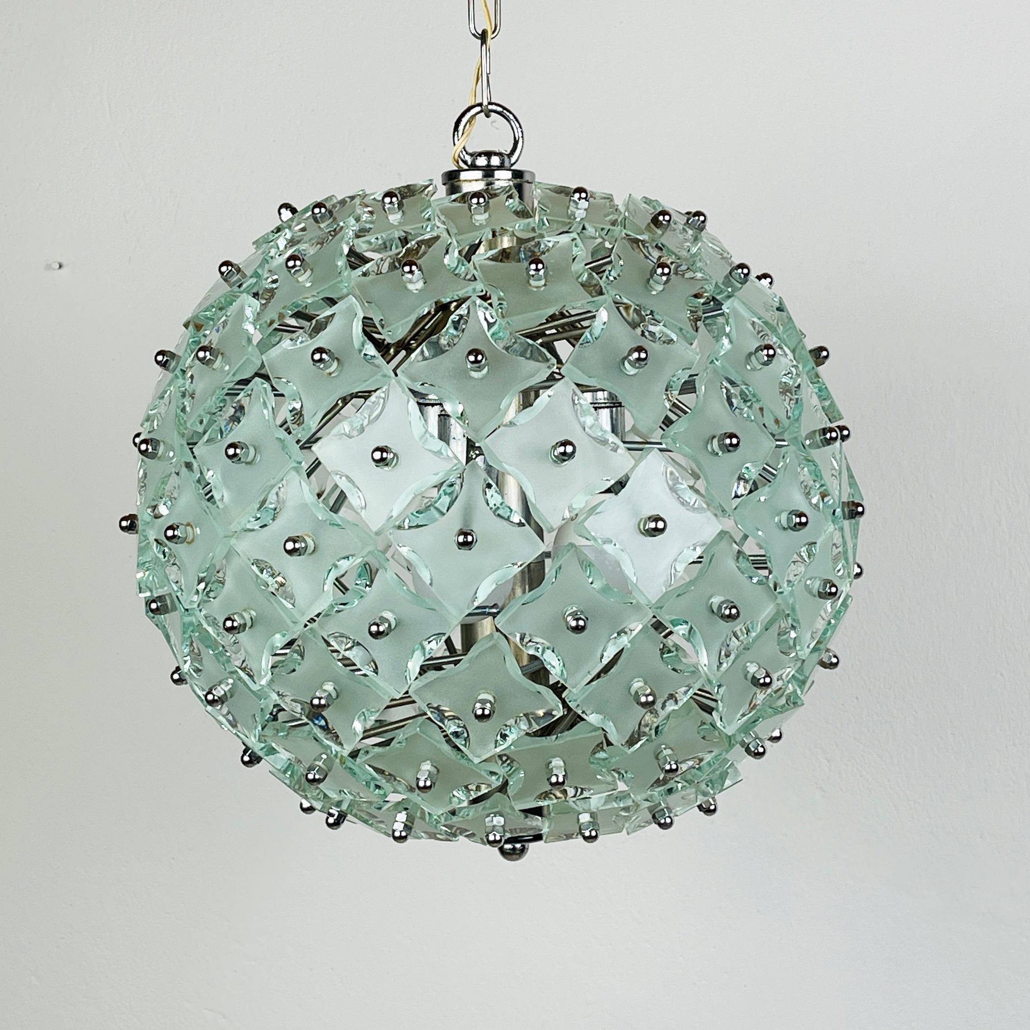 Art glass pendant lamp Sputnik by Fontana Arte Italy 1960s For Sale 2