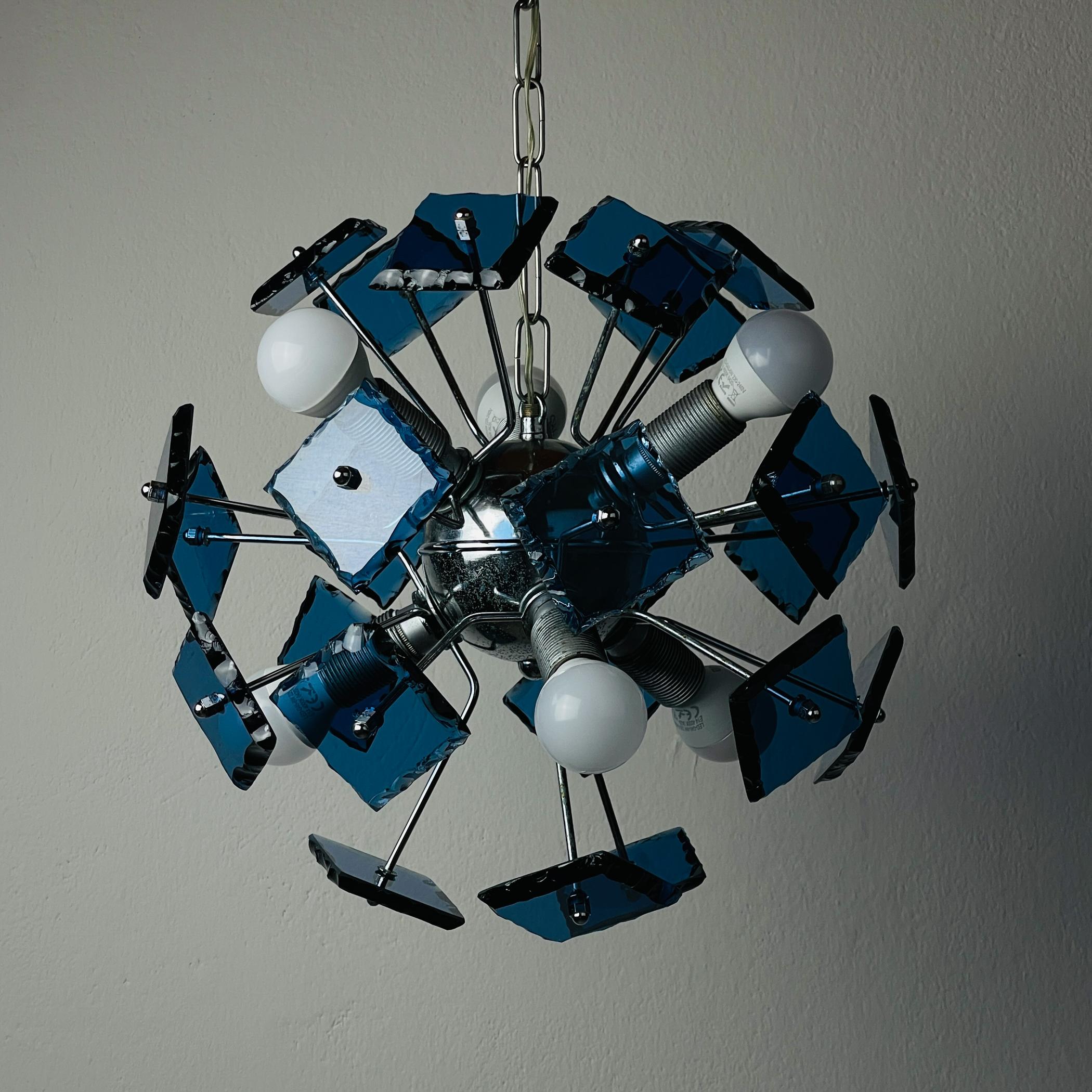 Art glass pendant lamp Sputnik by Fontana Arte, Italy 1960s 2