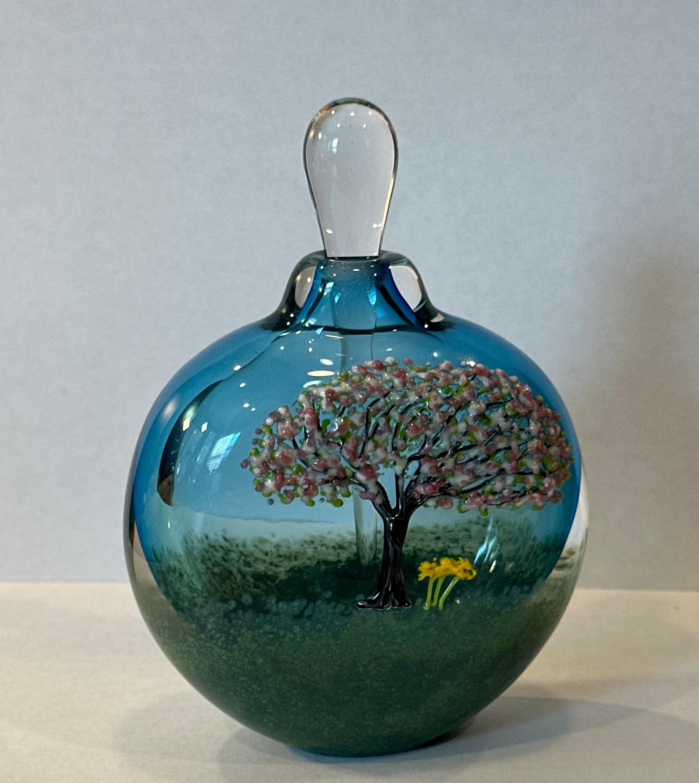 Hand-Crafted Art Glass Perfume Bottle with Stopper by Matthew Buechner for Thames Glass For Sale