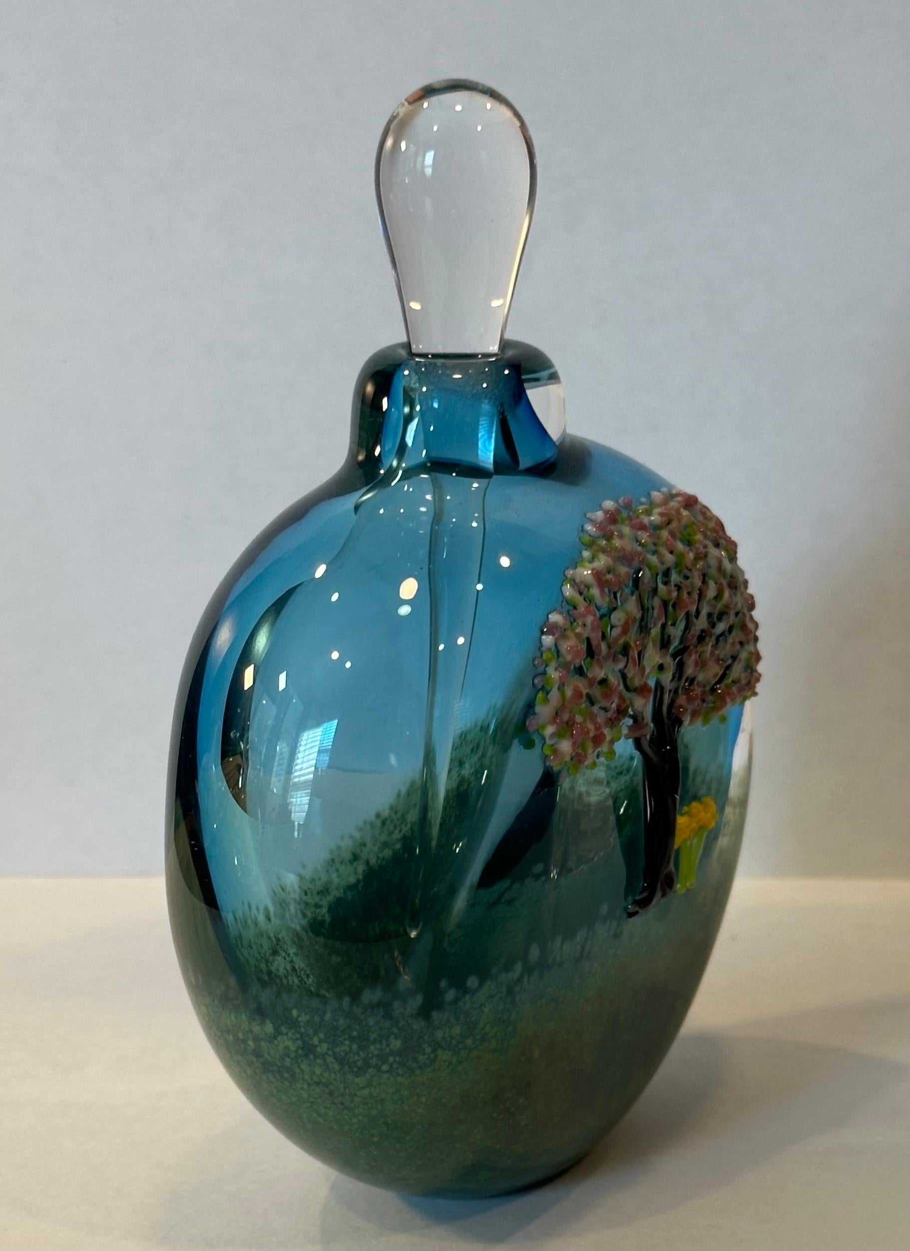 20th Century Art Glass Perfume Bottle with Stopper by Matthew Buechner for Thames Glass For Sale