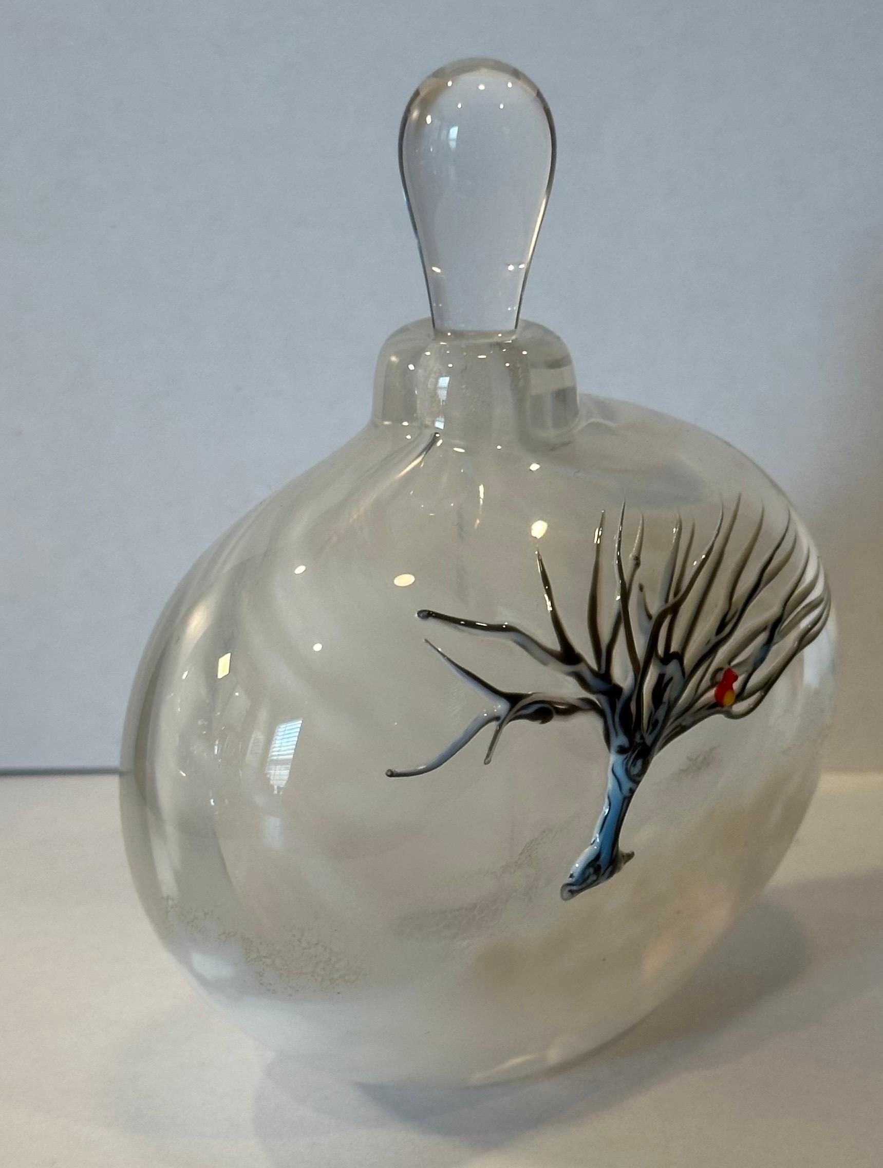 Vetro artistico Bottiglia di profumo in vetro artistico con tappo di Matthew Buechner per Thames Glass in vendita
