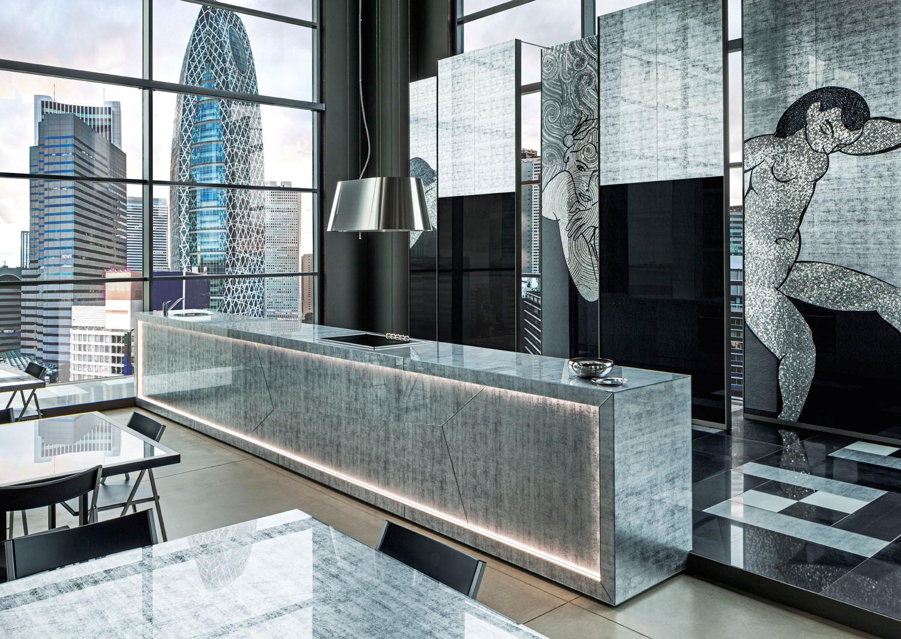 Italian Art Glass Pergamino Grey Decorative Panel Multiple Uses Dimension Customizable For Sale