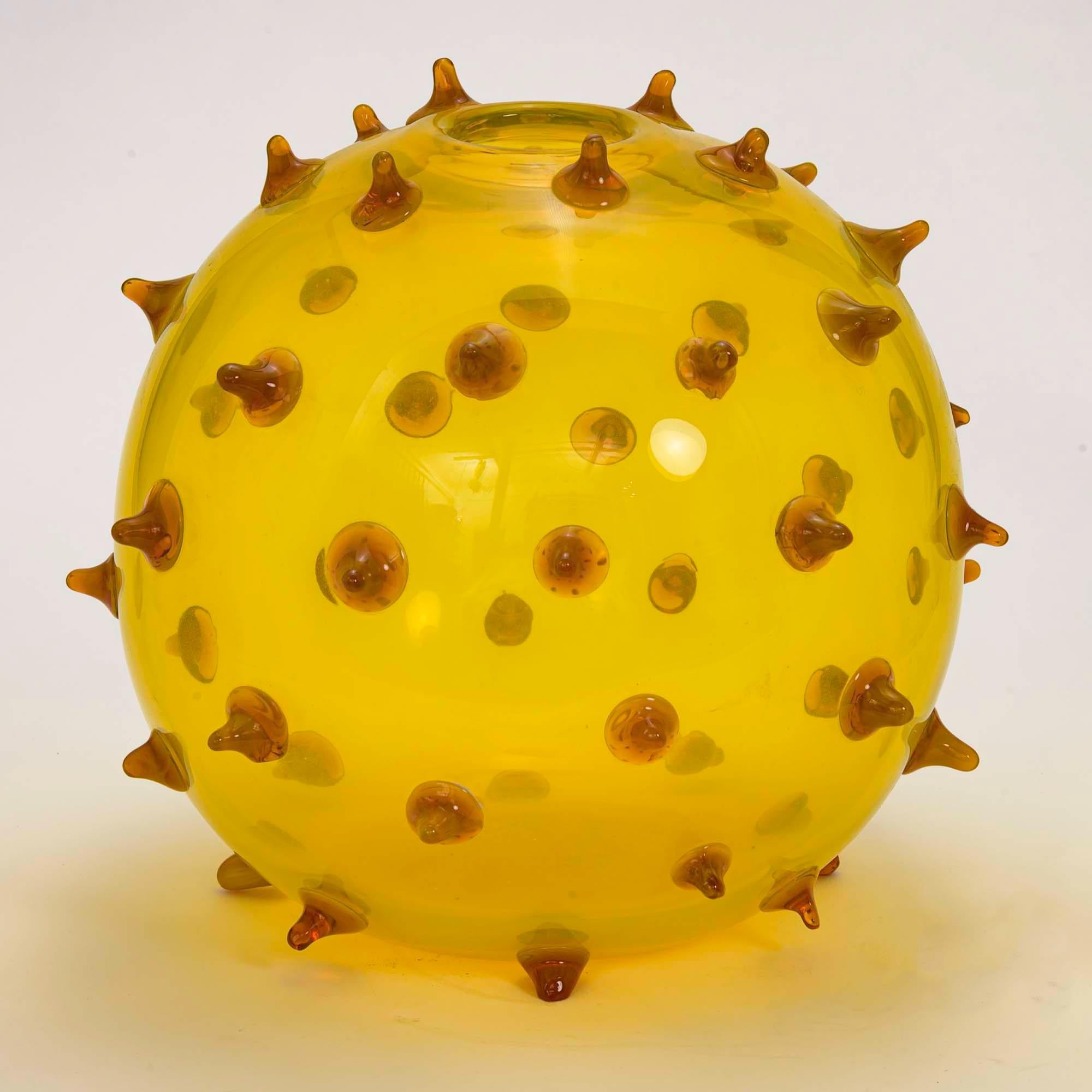 Italian Pino Signoretto, Yellow Orb Sculpture  For Sale