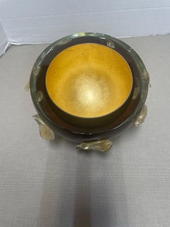 Art glass reflecting bowl with gilt interior by Mary Stone
