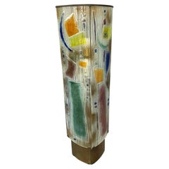 Art Glass Sculptural Floor Lamp with Bronze Fittings Mid Century