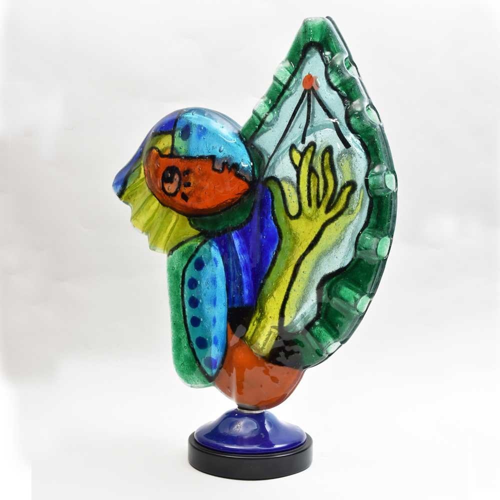 Italian Art Glass Sculpture Fusion Multicolor Glass by Silvio Vigliaturo Italy 2010