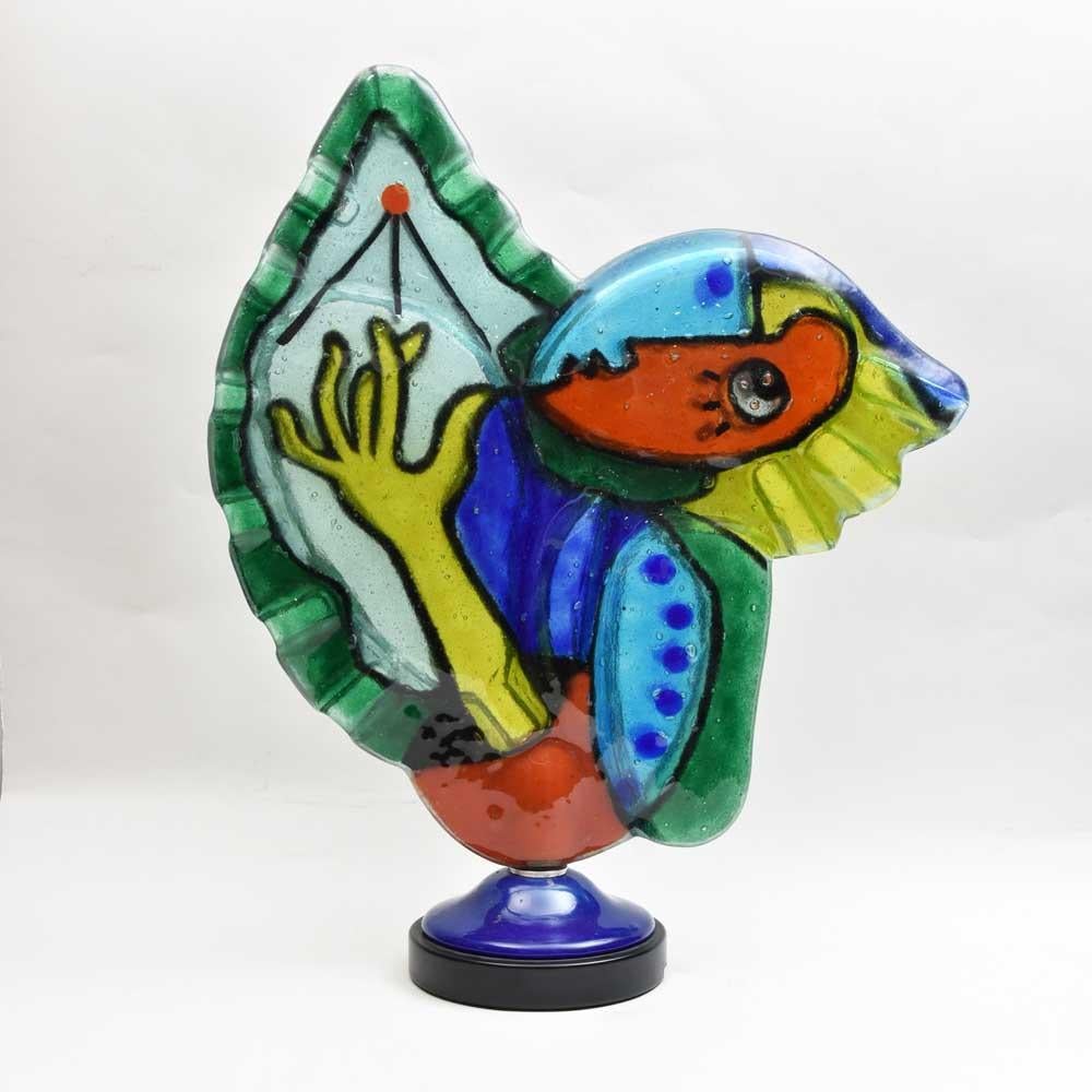 Art Glass Sculpture Fusion Multicolor Glass by Silvio Vigliaturo Italy 2010 In Excellent Condition In London, GB