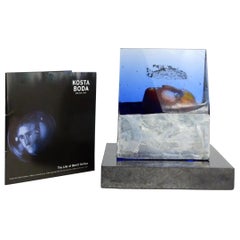 Art Glass Sculpture-Limited Edition 'Janus House Blue' Kosta Boda by B. Vallien