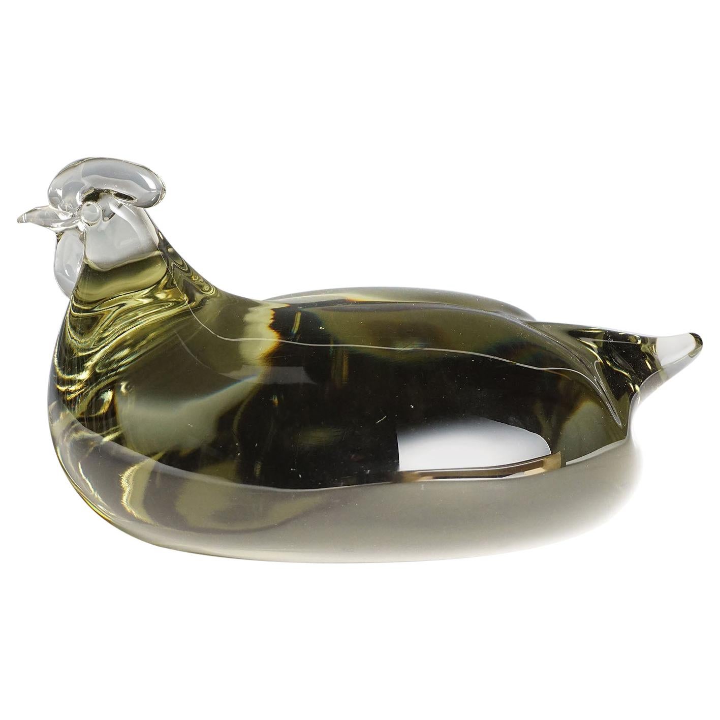 Art Glass Sculpture of a Hen by Livio Seguso for Gral, Germany, circa 1970s For Sale