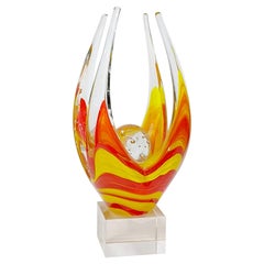 Art Glass Sculpture Sommerso Fiammato 'The Cradle of Life' attr. to P.Kedelv