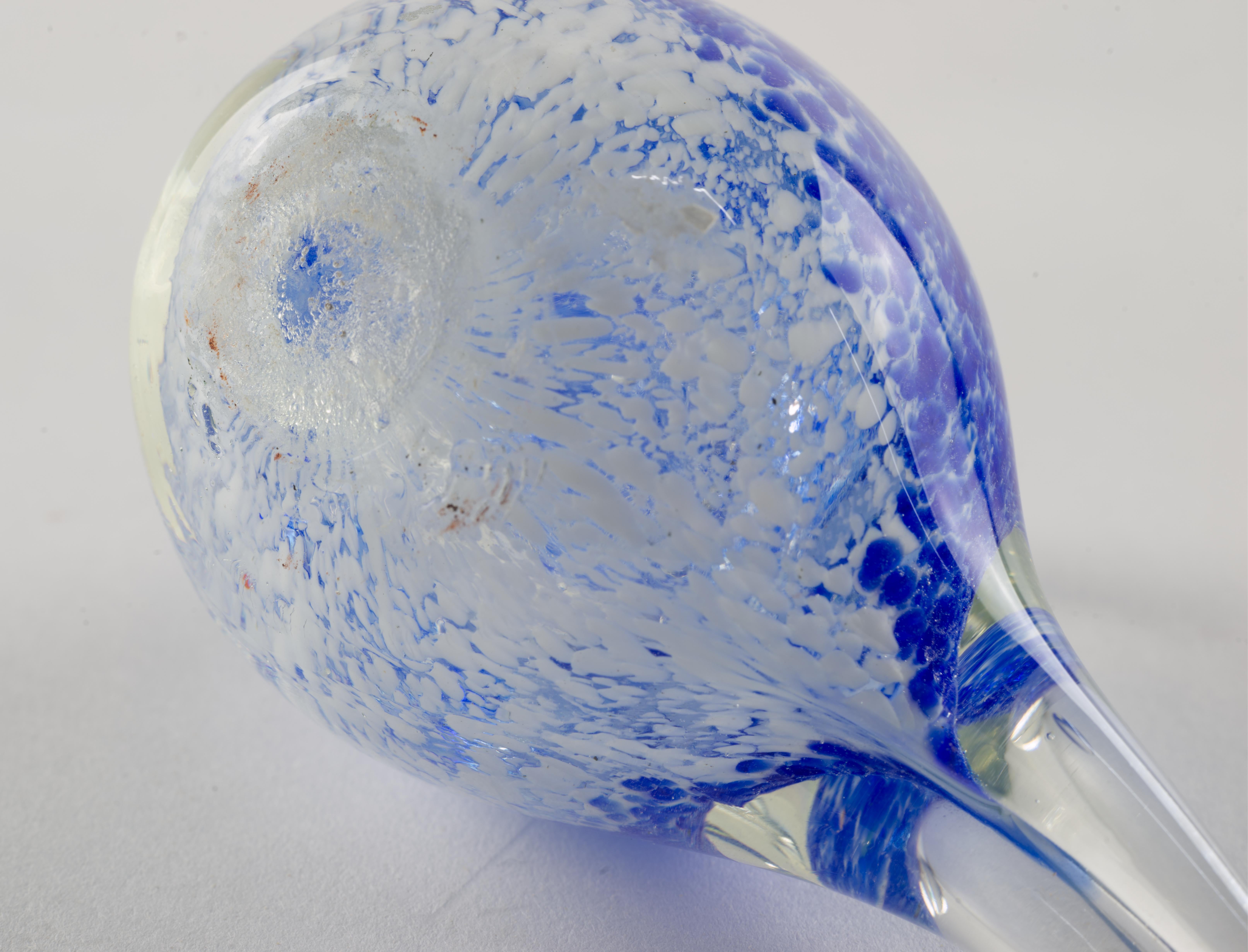 20th Century Art Glass Sommerso Blue Bird Paperweight Figurine For Sale