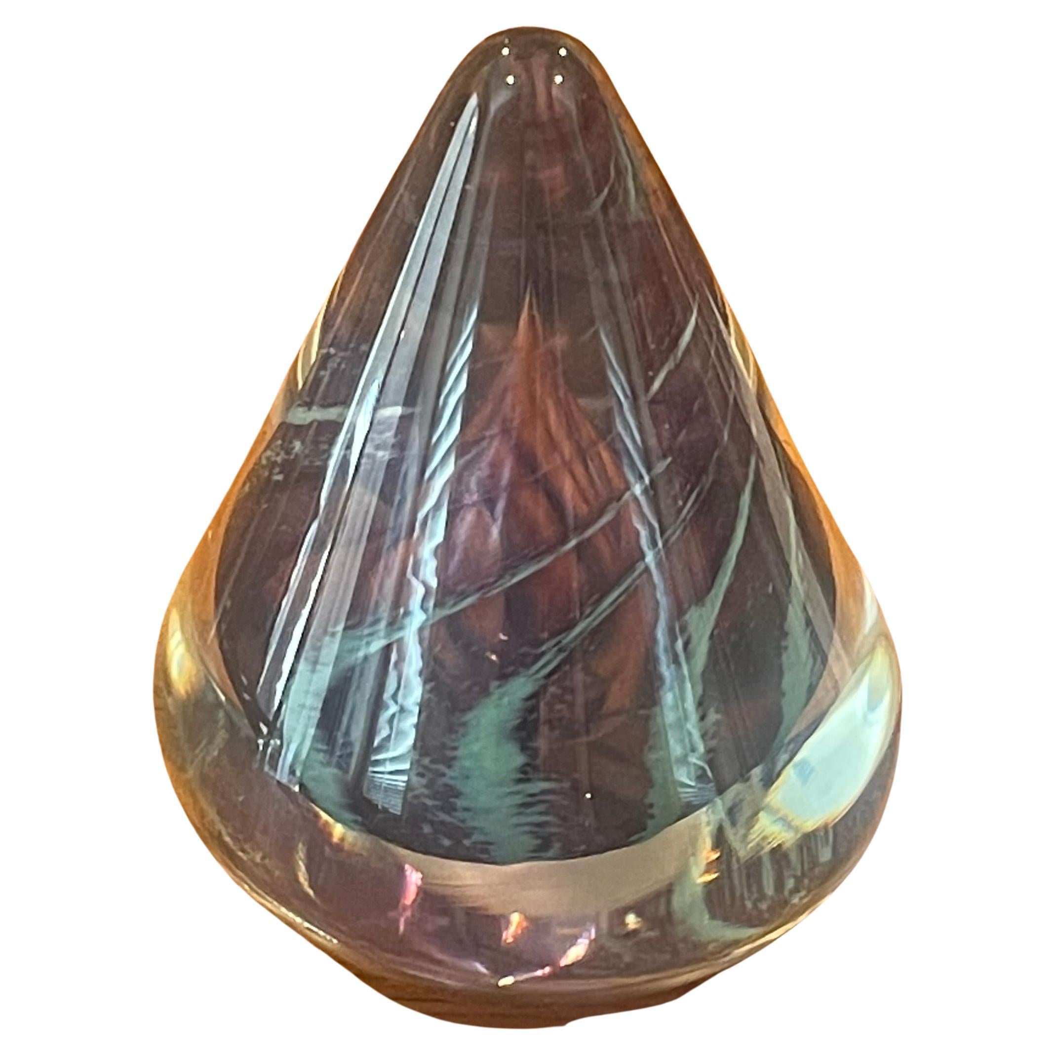 A beautiful sommerso art glass paperweight by Maui Hot Island glass, circa 1994. The piece is in excellent condition with no chips or cracks and measures 3