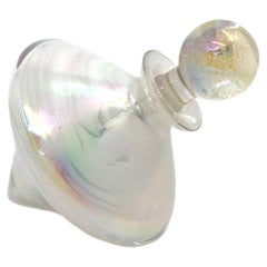 Vintage Art Glass Spinning Top Perfume Bottle With Stopper