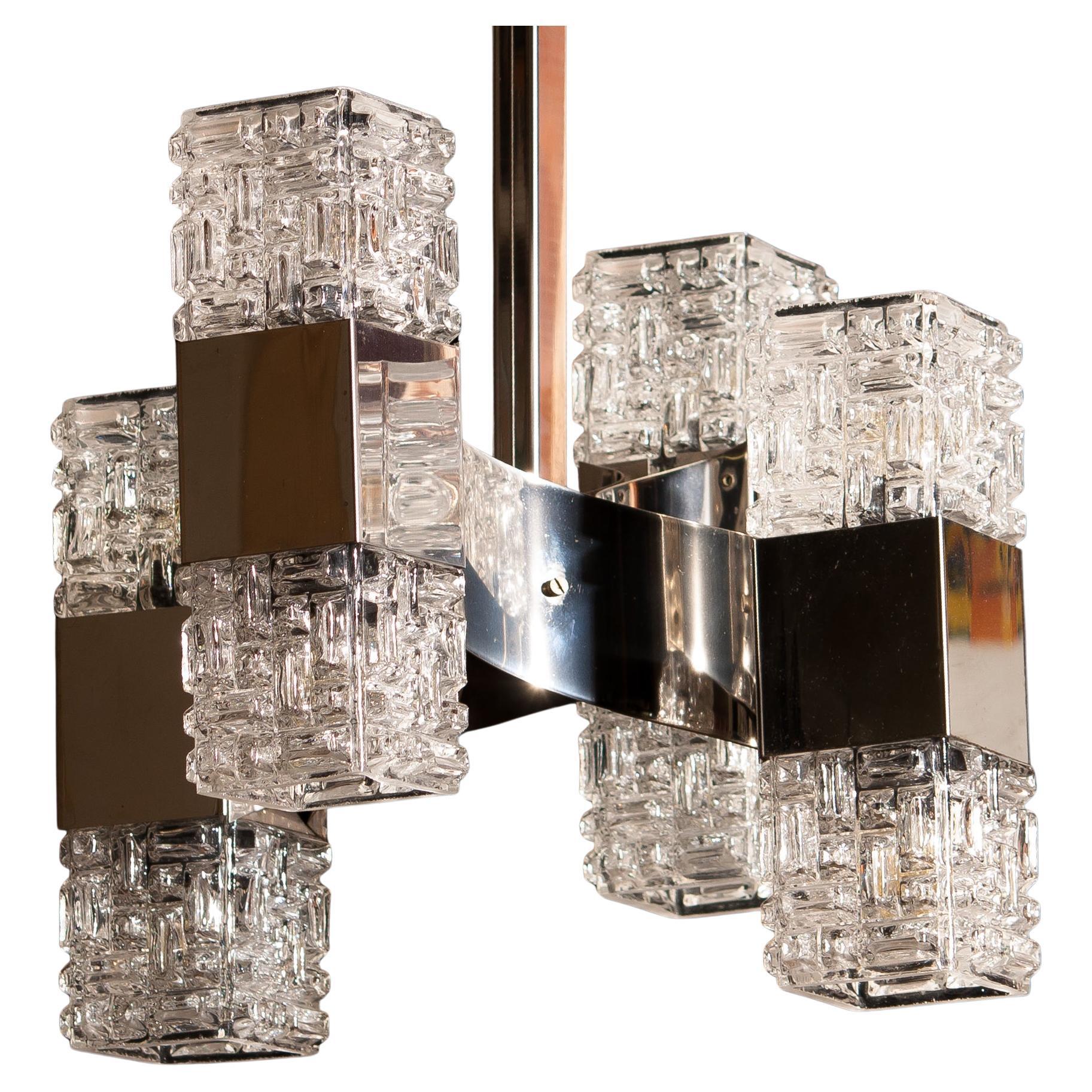Art Glass Square Up And Down Light Pendant By Gaetano Sciolari Italy 1960s
