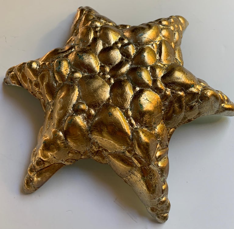 Art Glass Starfish Bowl in Turquoise and Gold For Sale at 1stDibs