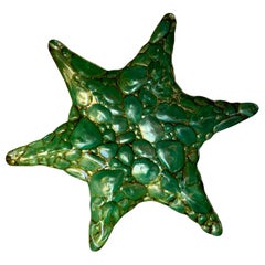 Art Glass Starfish Bowl in Turquoise and Gold