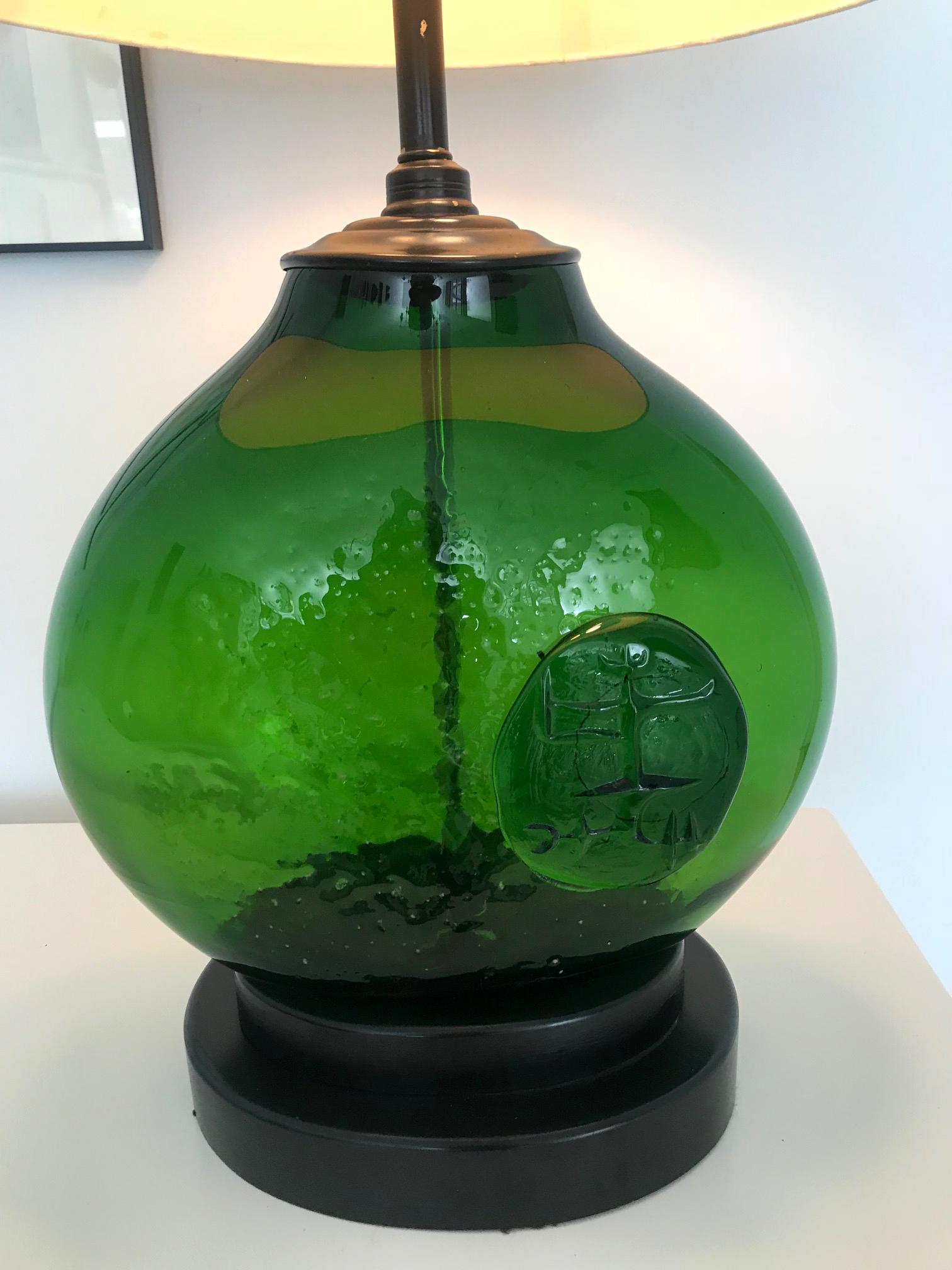 Molded Art Glass Table Lamp by Wayne Husted for Blenko For Sale