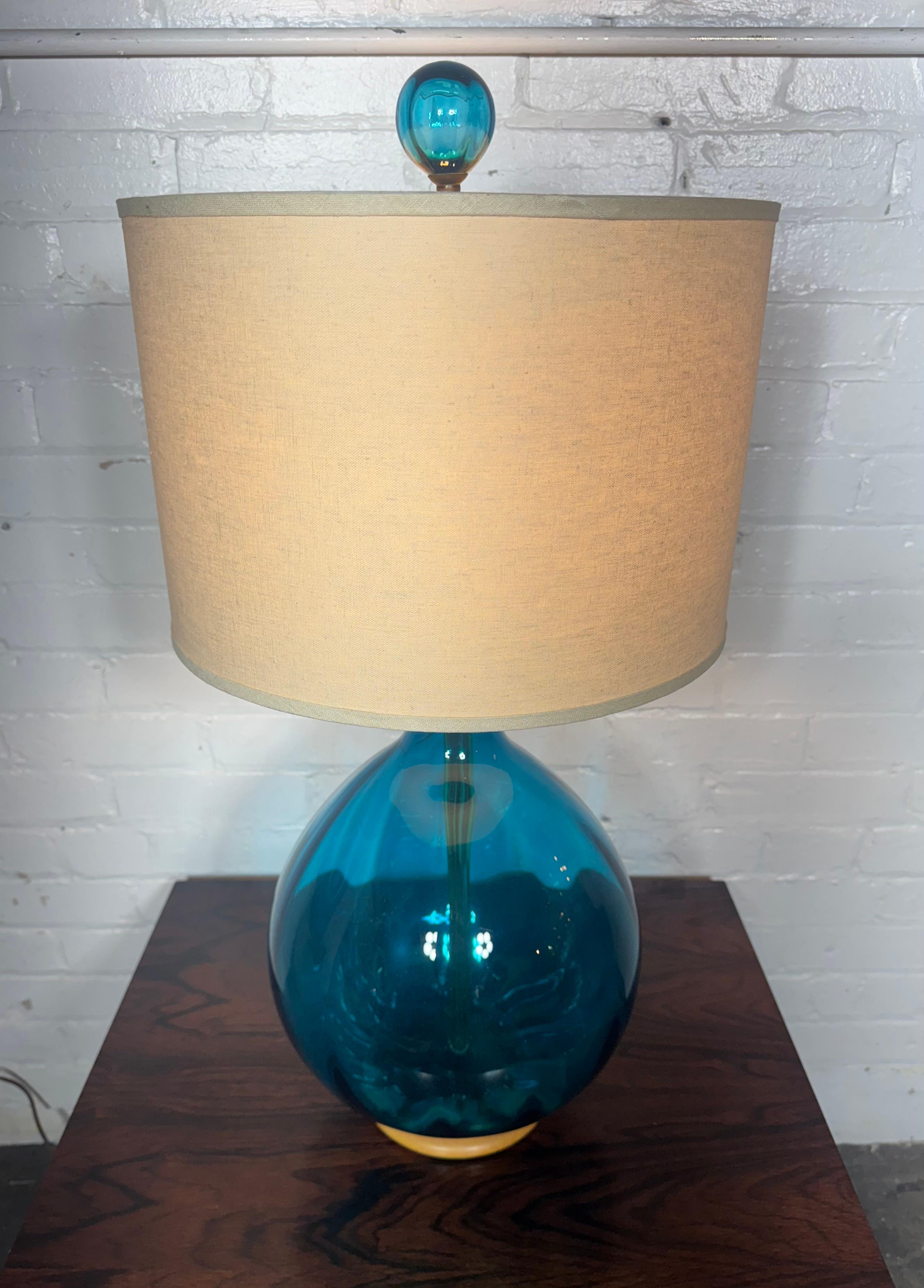 Molded Art Glass Table Lamp by Wayne Husted for Blenko For Sale