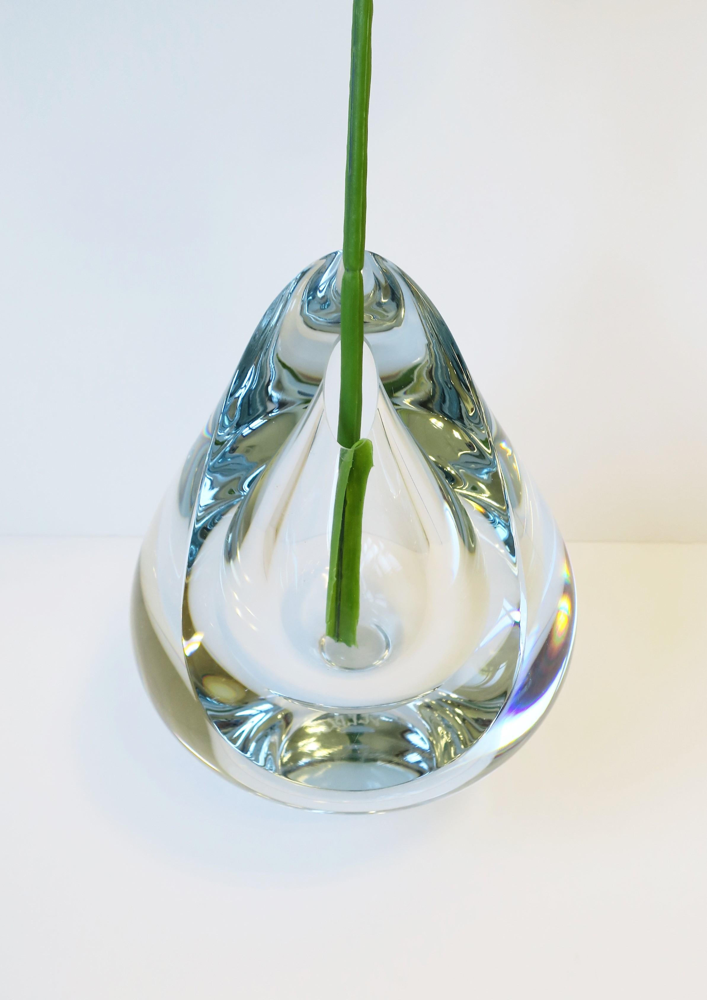 20th Century Art Glass Teardrop Vase or Decorative Object, Signed For Sale