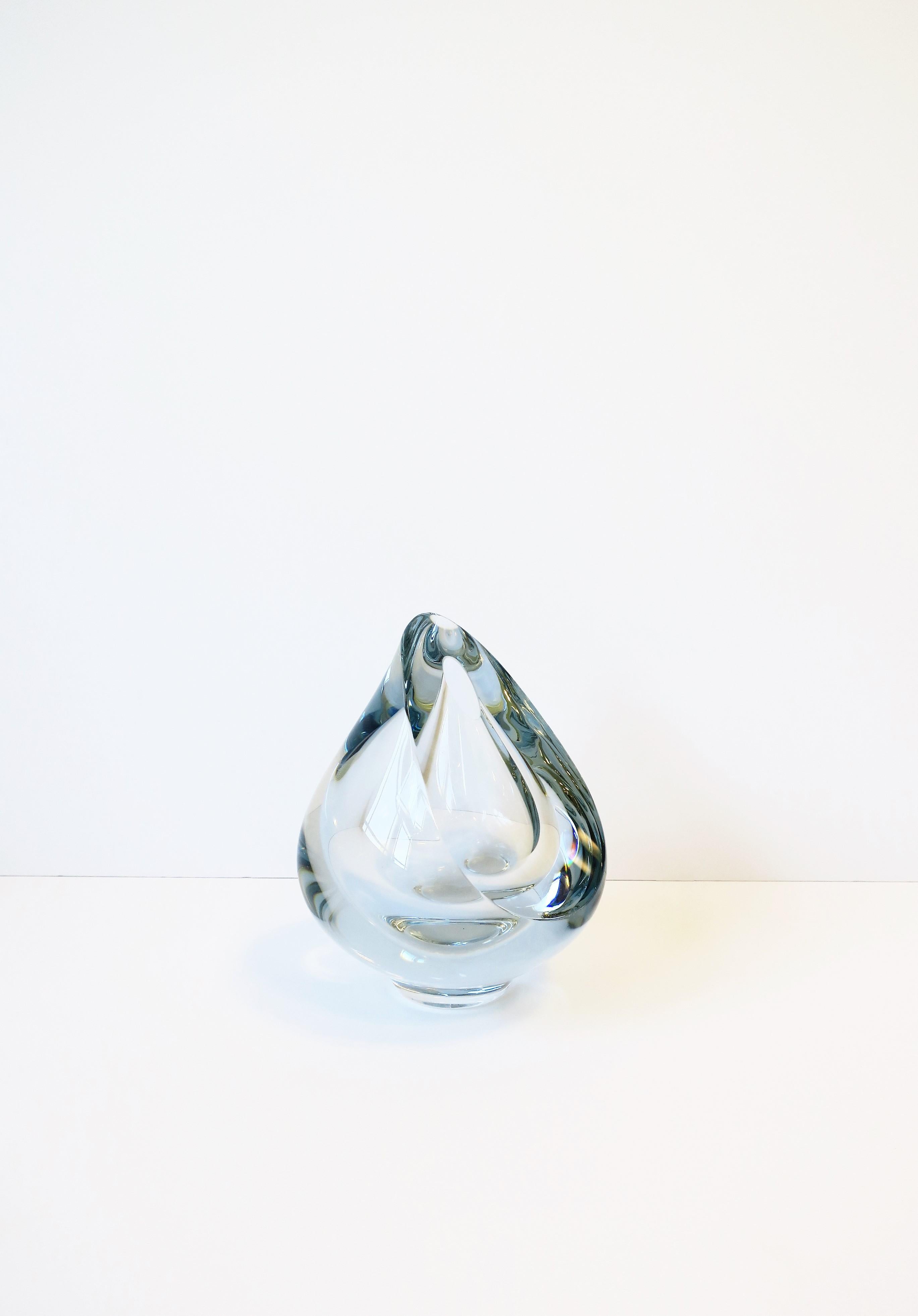 Crystal Art Glass Teardrop Vase or Decorative Object, Signed For Sale