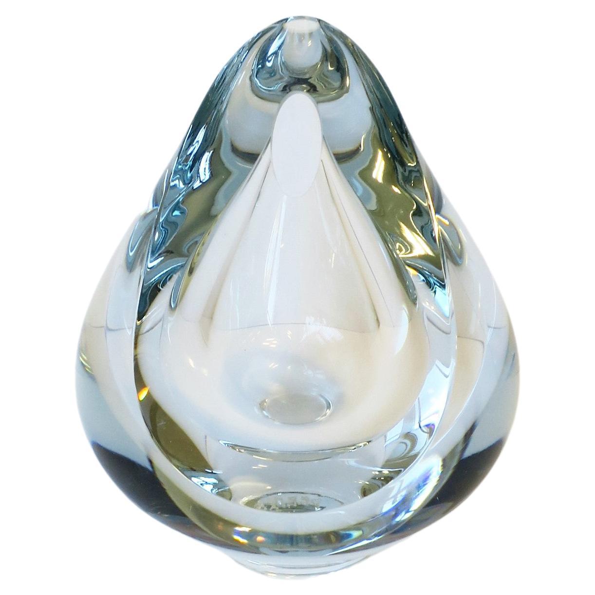 Art Glass Teardrop Vase or Decorative Object, Signed For Sale