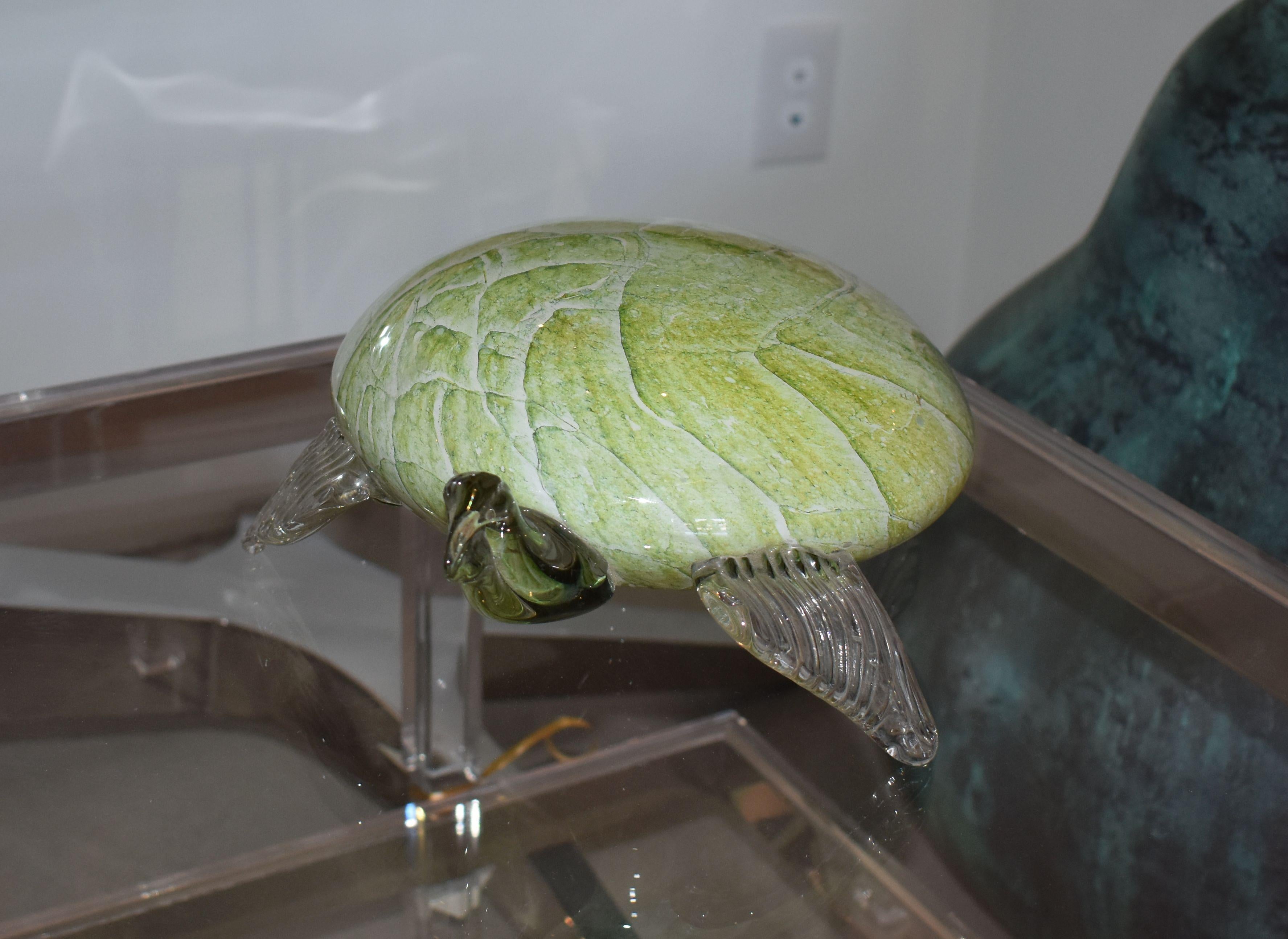 Art Glass Turtle Sculpture In Good Condition For Sale In Cathedral City, CA
