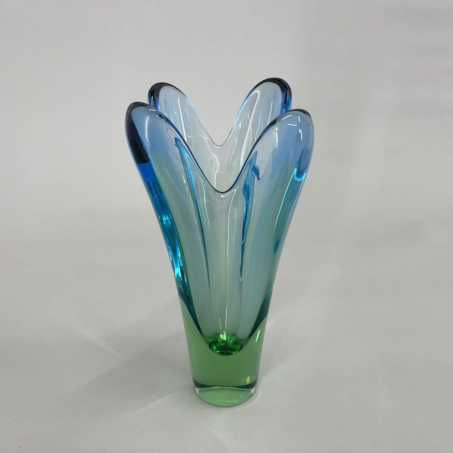 Czech Art Glass Vase by Designer Josef Hospodka, 1960's