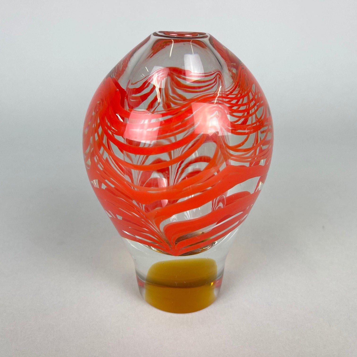 The vase was made in the second half of the 20th century, more precisely in the 1970's, according to the design of Ivo Rozsypal (*1942). The elaboration of the author's design was carried out by the Exbor plant, Borské sklo n.p. Nový Bor.