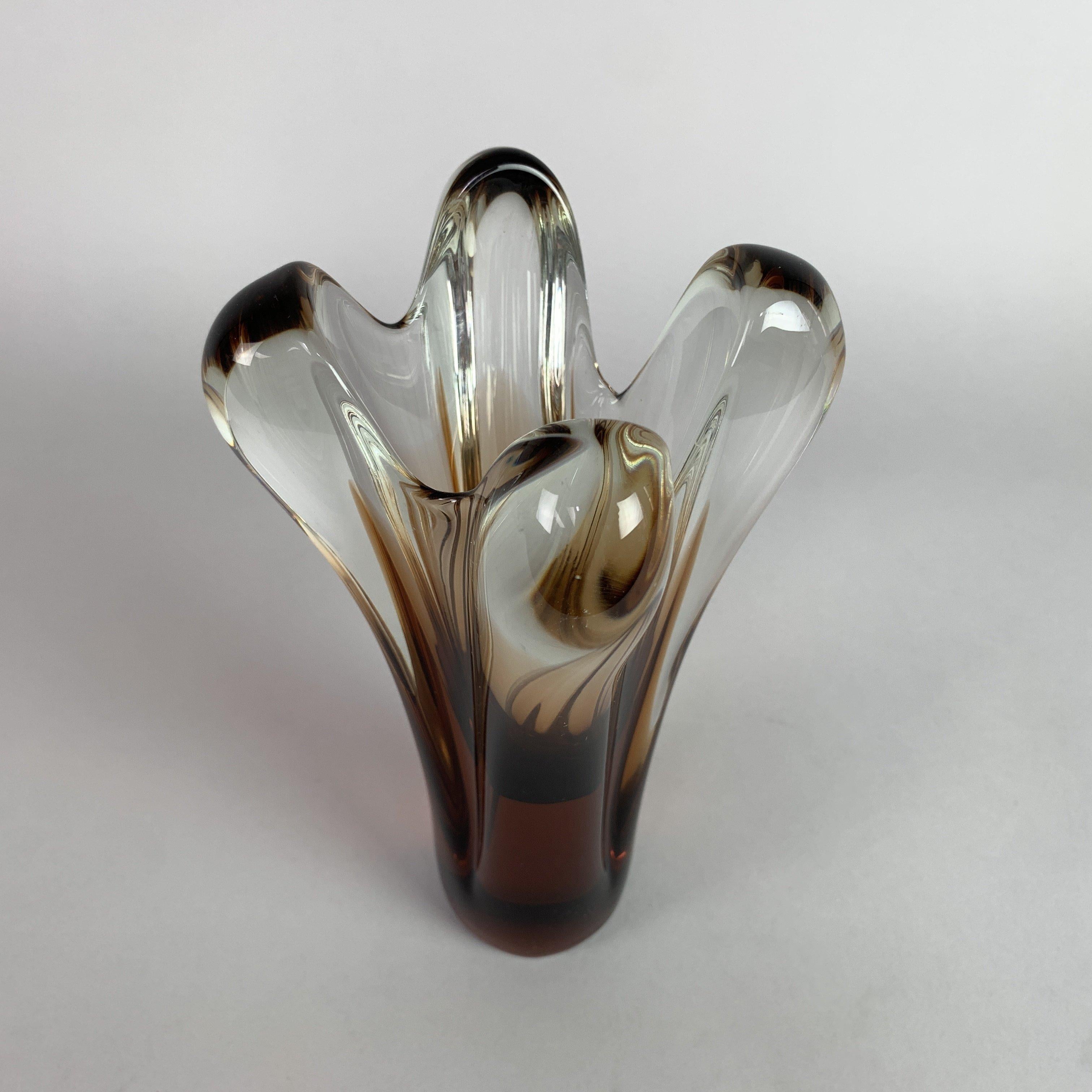 Mid-Century Modern Art Glass Vase by Jan Beranek for Skrdlovice Glasswork, 1960s For Sale