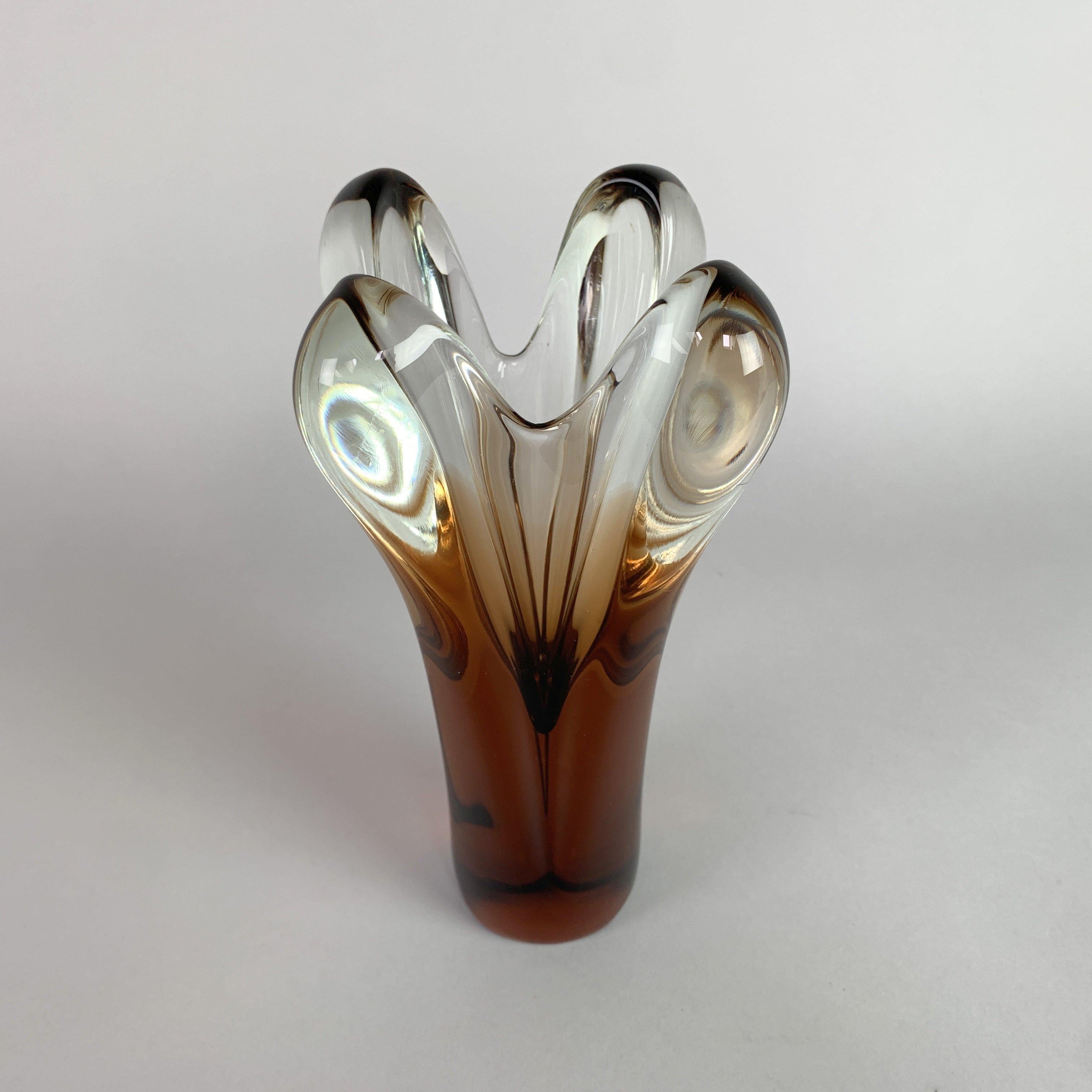 Czech Art Glass Vase by Jan Beranek for Skrdlovice Glasswork, 1960s For Sale