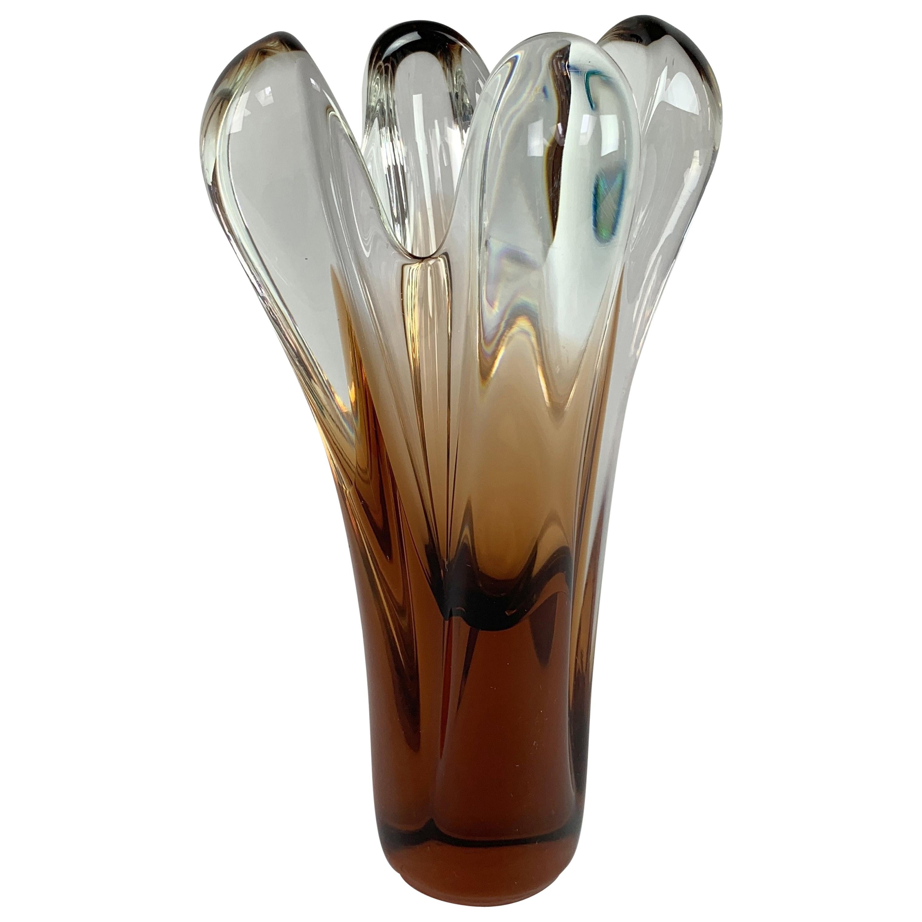 Art Glass Vase by Jan Beranek for Skrdlovice Glasswork, 1960s For Sale