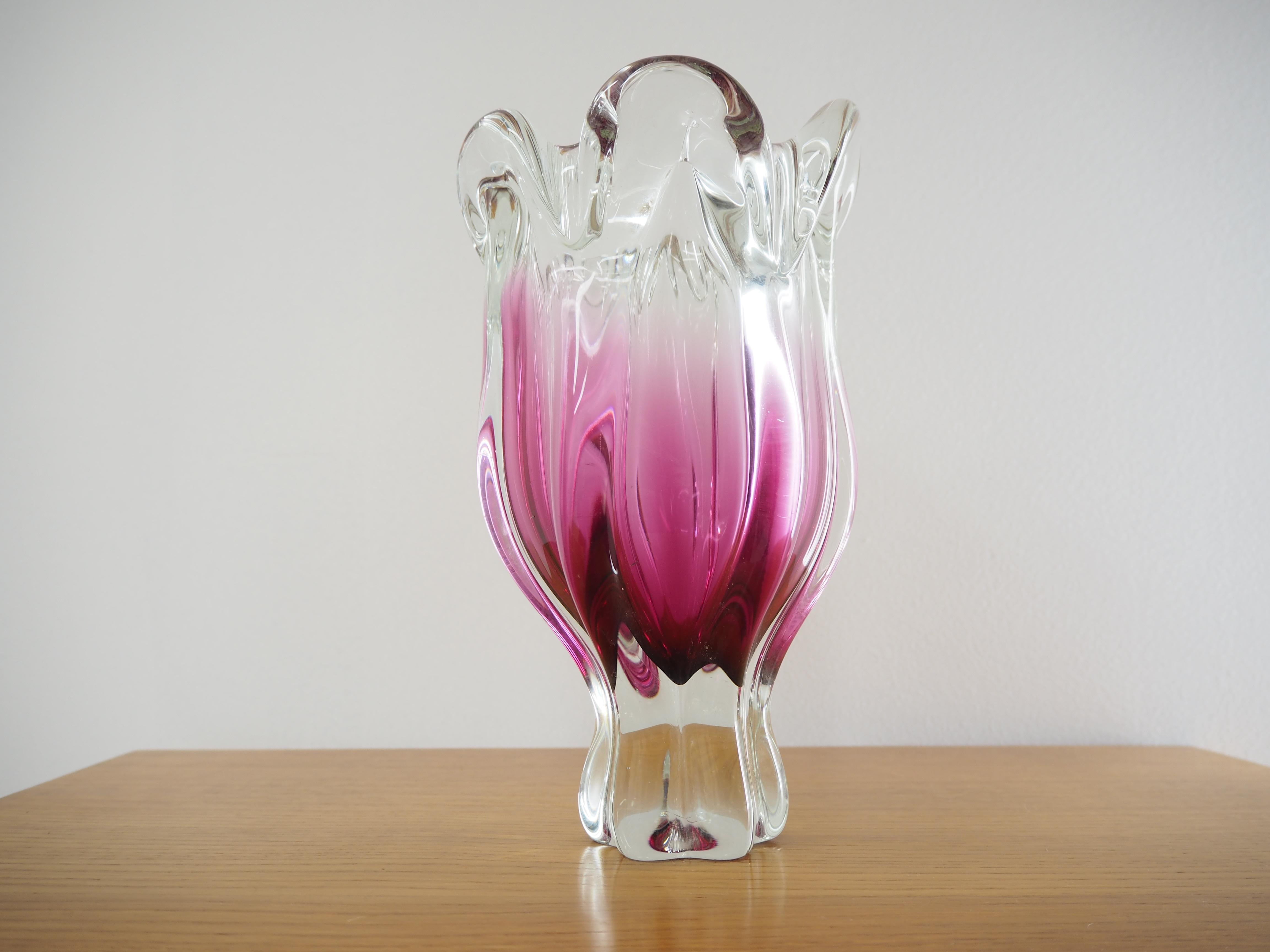 Bohemian, heavy, art glass vase designed by Josef Hospodka for Chribska Glassworks. It was made in Czechoslovakia in the 1960s 
- good original condition.
