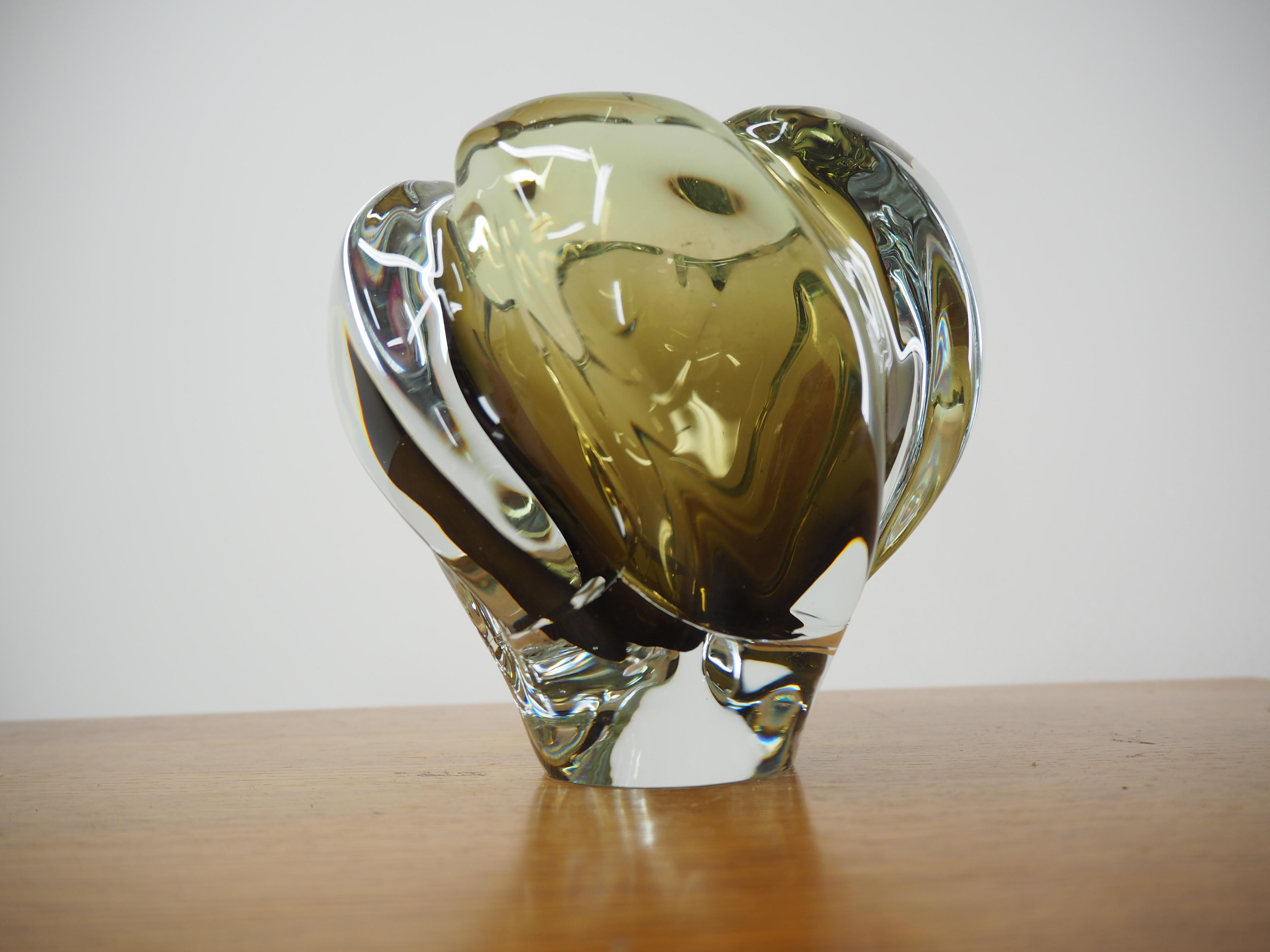 Bohemian, heavy, art glass vase designed by Josef Hospodka for Chribska Glassworks. It was made in Czechoslovakia in the 1960s 
- Good original condition.