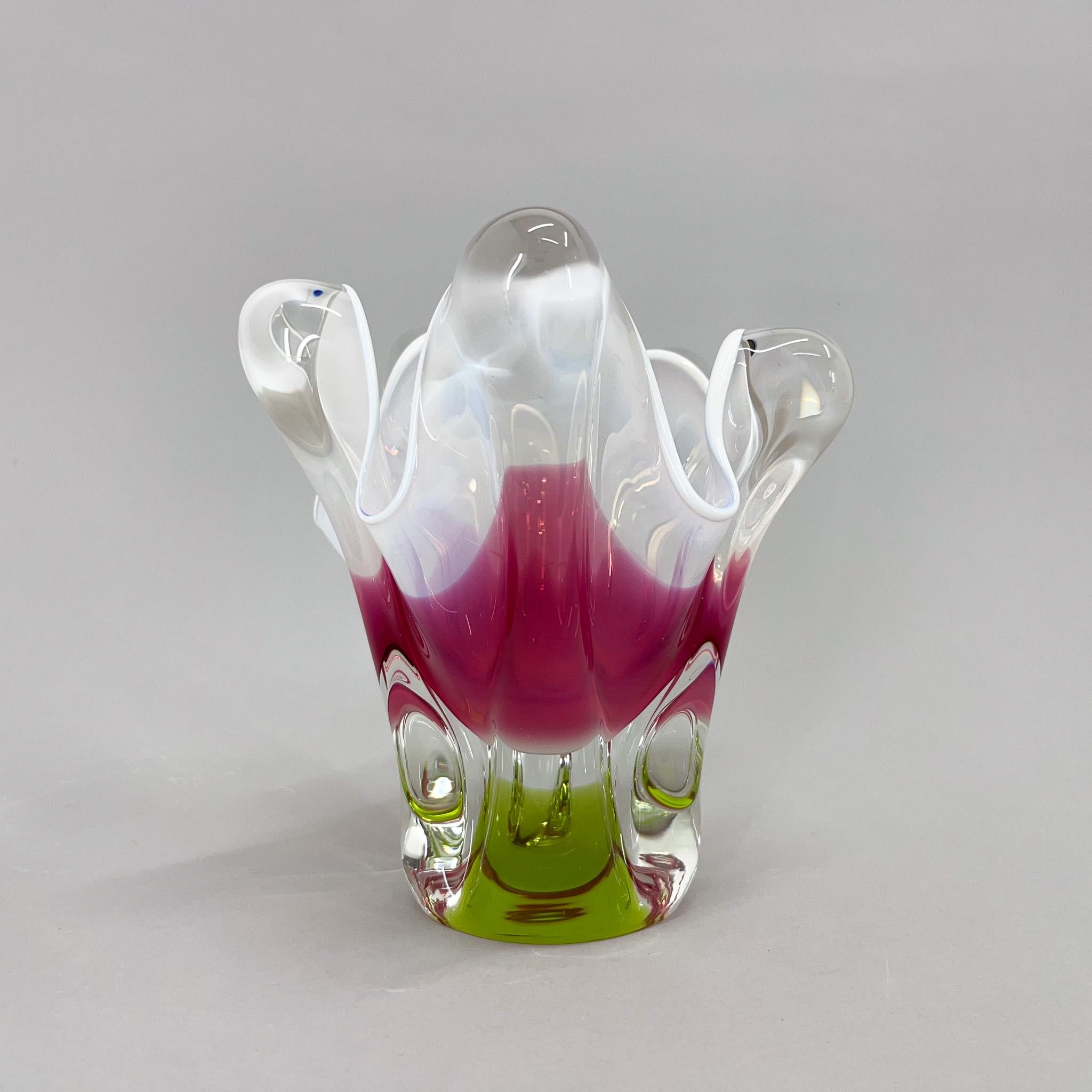 Czech Art Glass Vase by Josef Hospodka for Chribska Glassworks, 1960's For Sale