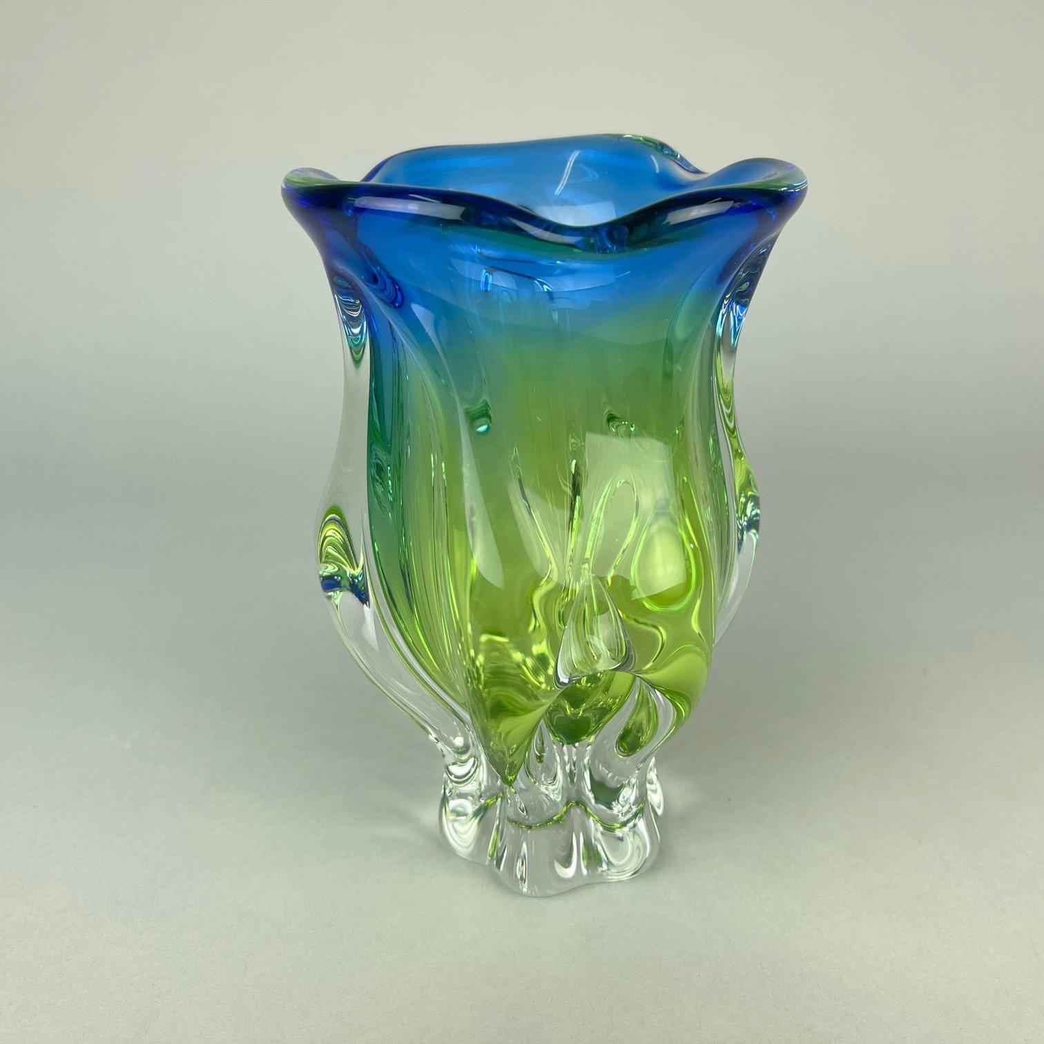Czech Art Glass Vase by Josef Hospodka for Chribska Glassworks, 1960's