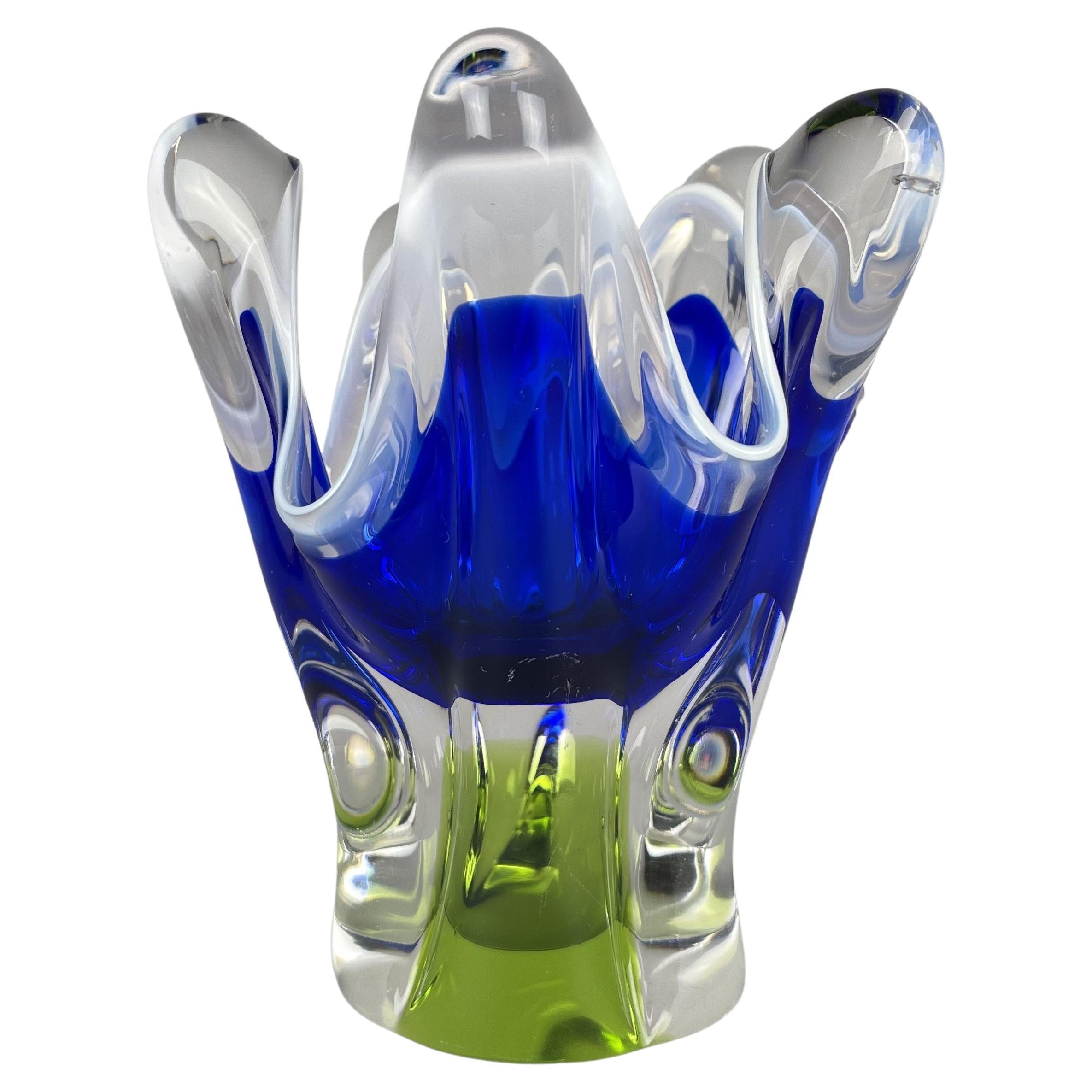 Art Glass Vase by Josef Hospodka for Chribska Glassworks, 1960's For Sale