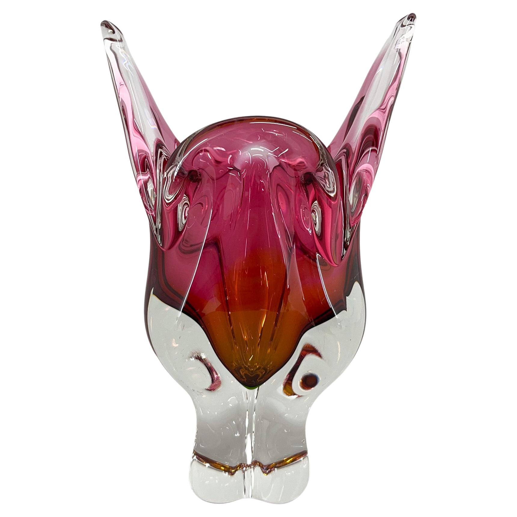 Art Glass Vase by Josef Hospodka for Chribska Glassworks, 1960's For Sale
