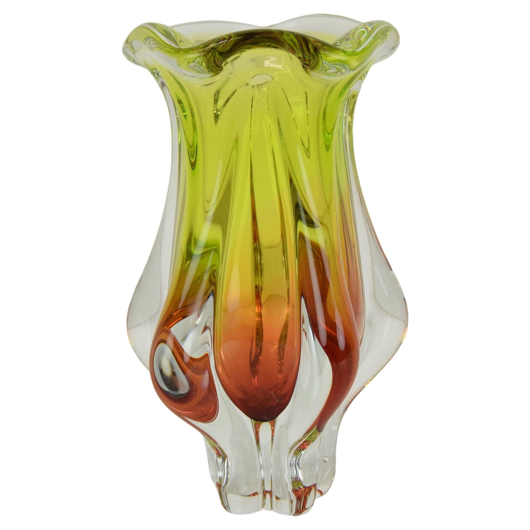 Art Glass Vase Designed by Josef Hospodka for Chribska Glassworks, 1960's