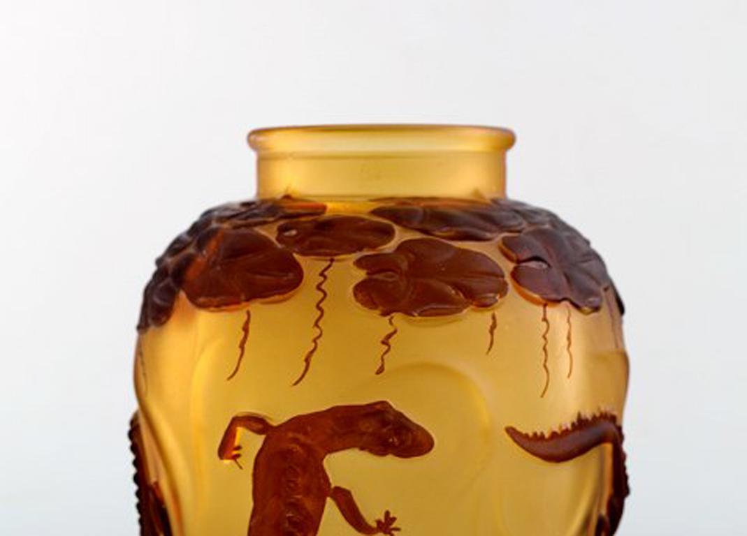 Art Glass Vase in Art Nouveau Style Decorated with Salamanders, 20th Century In Good Condition In Copenhagen, DK