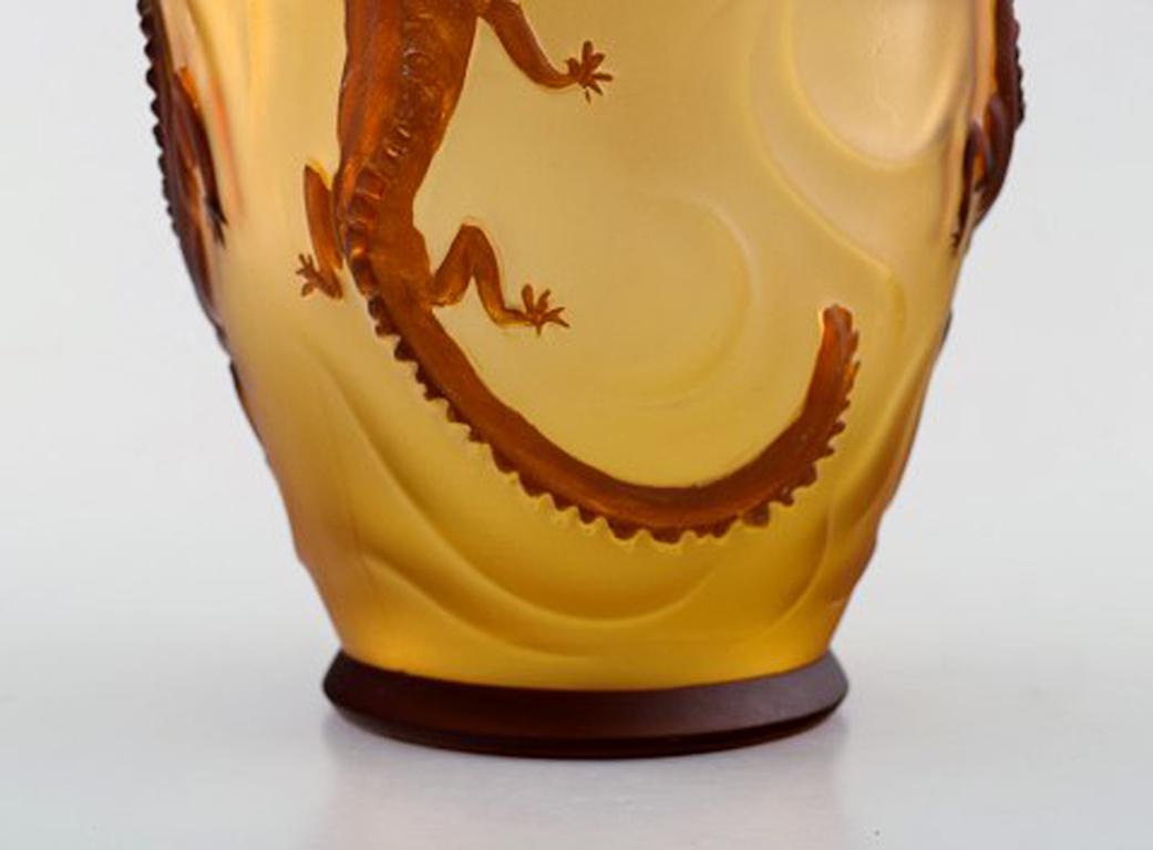 Art Glass Vase in Art Nouveau Style Decorated with Salamanders, 20th Century 1