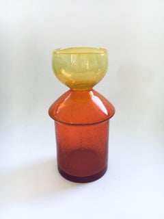 Art Glass Vase in orange & Yellow, France 1960's