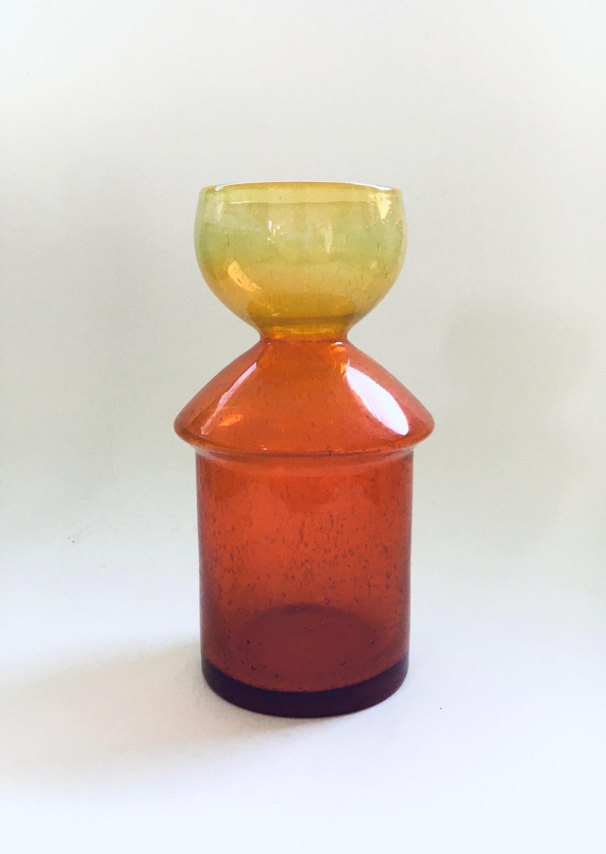 Mid-Century Modern Art Glass Vase in orange & Yellow, France 1960's For Sale