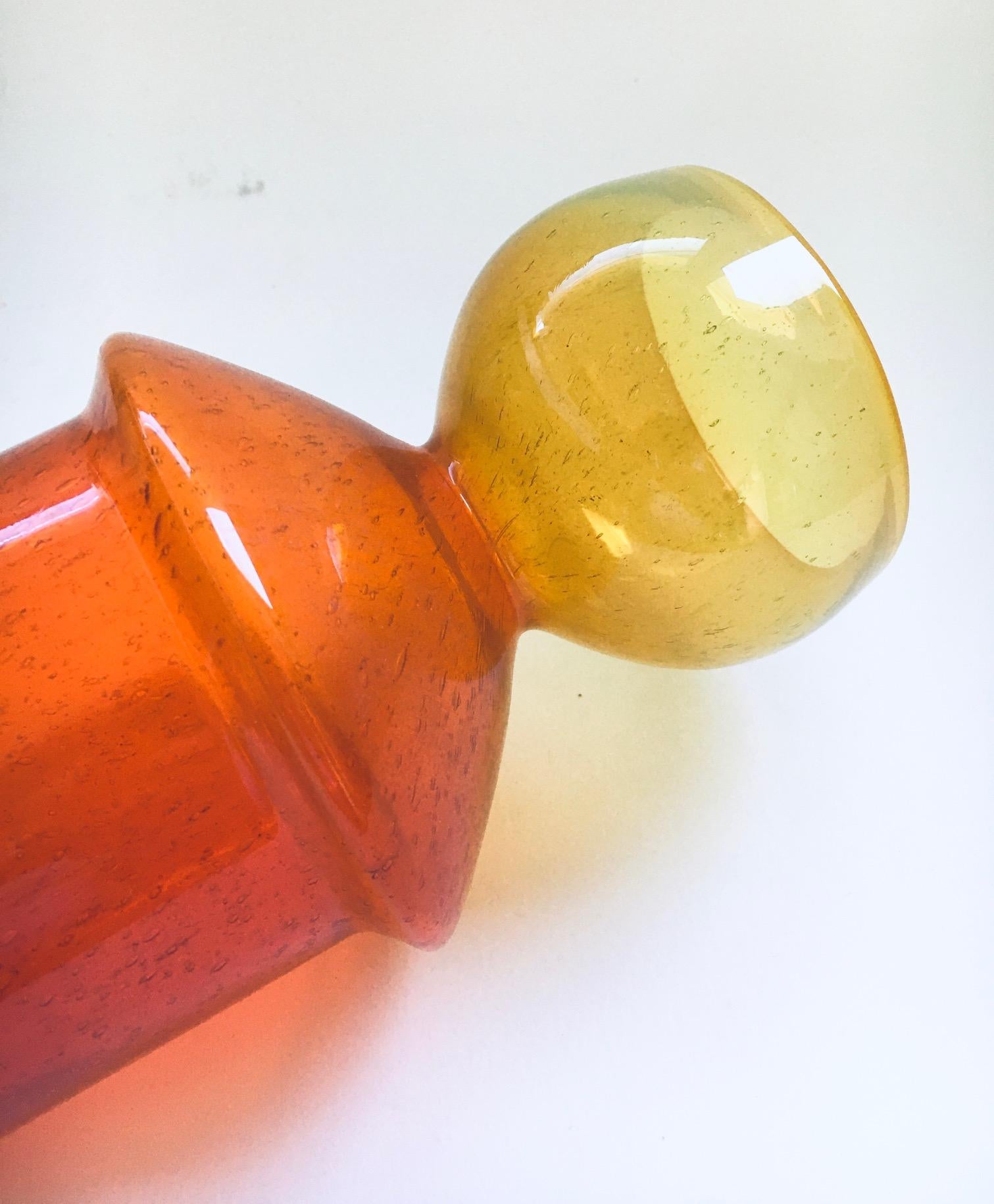 Art Glass Vase in orange & Yellow, France 1960's For Sale 1