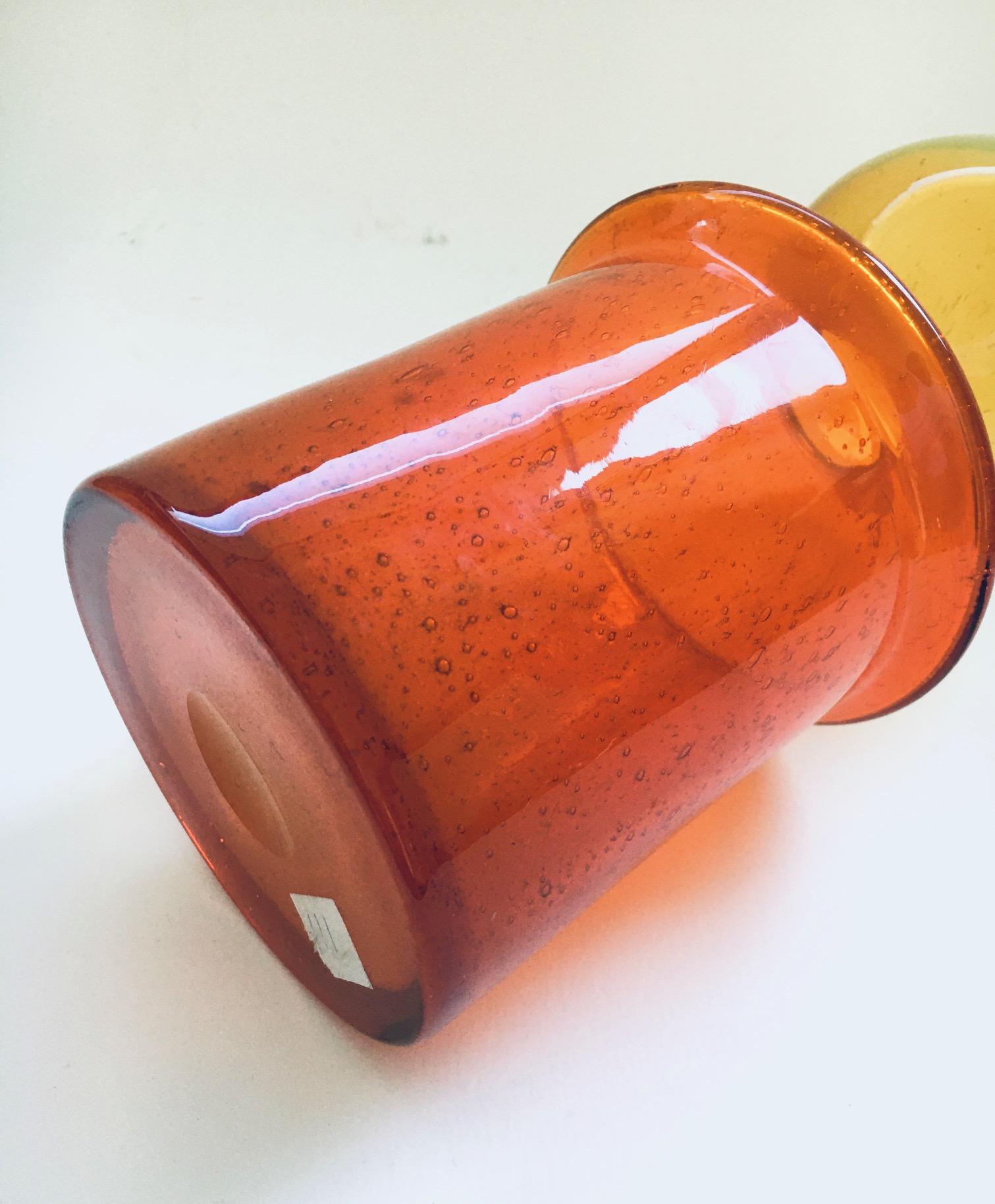 Art Glass Vase in orange & Yellow, France 1960's For Sale 2