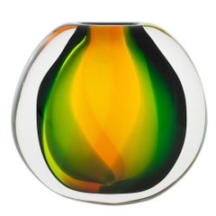 Art Glass Vase, Paradise Flat Round by Siemon & Salazar - Made to Order