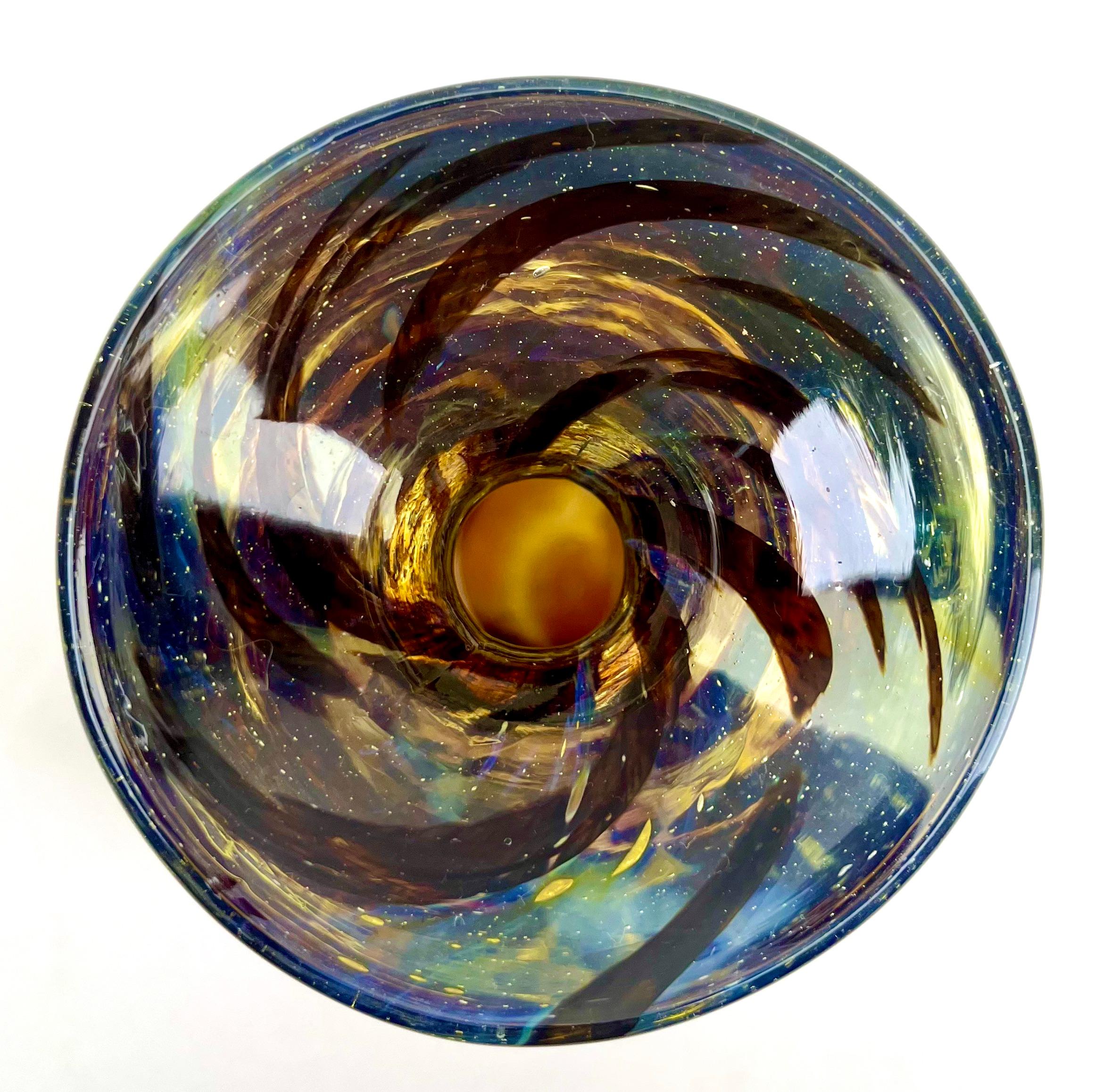 Art Glass Vase, Style of WMF in Germany, 1950s Style Karl Wiedmann
German glass bowl style of Karl Wiedmann, 1950s 

A decorative glass vase, style of WMF (Wurttembergische Metallwarenfabrik) in Germany.

The piece is in excellent condition and