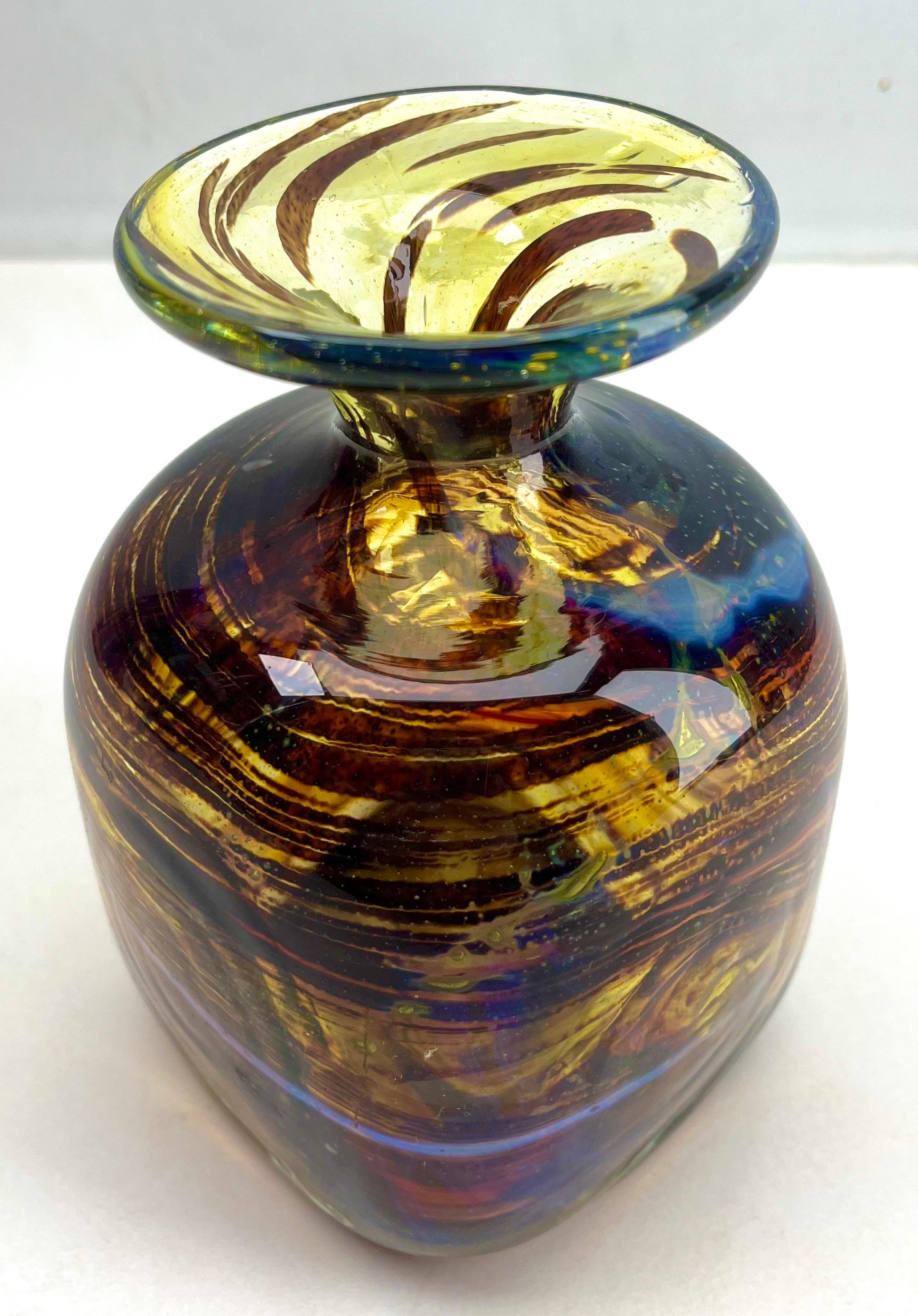 Hand-Crafted Art Glass Vase, Style of WMF in Germany, 1950s Style Karl Wiedmann For Sale