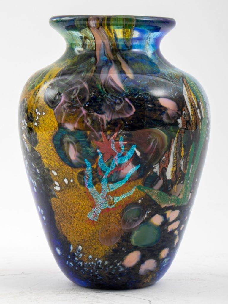 Unknown Art Glass Vase With Marine Scenes For Sale