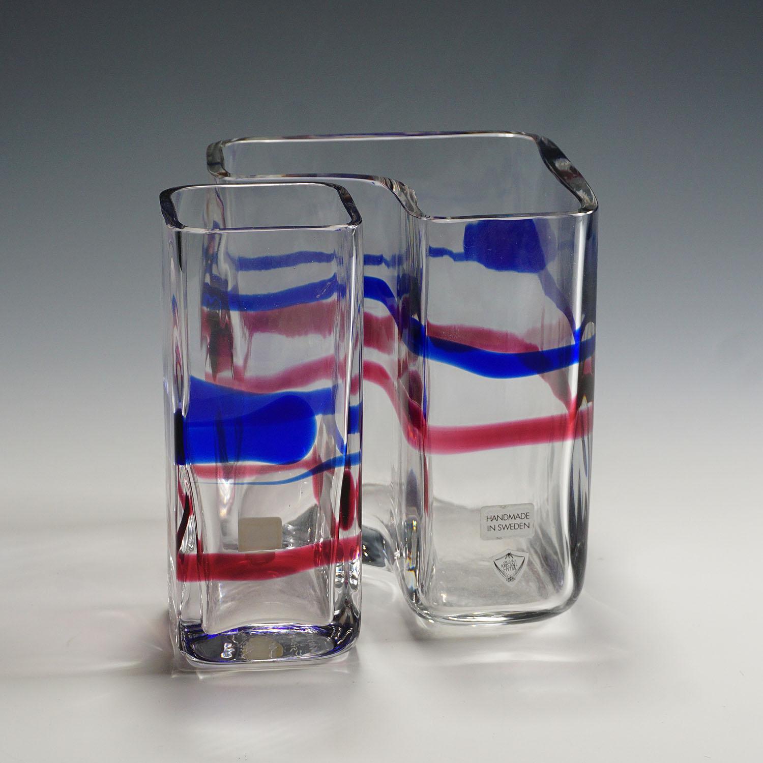 Art Glass Vases by Erick Hoeglund for Vrigstad Glassworks ca. 1980s In Good Condition For Sale In Berghuelen, DE